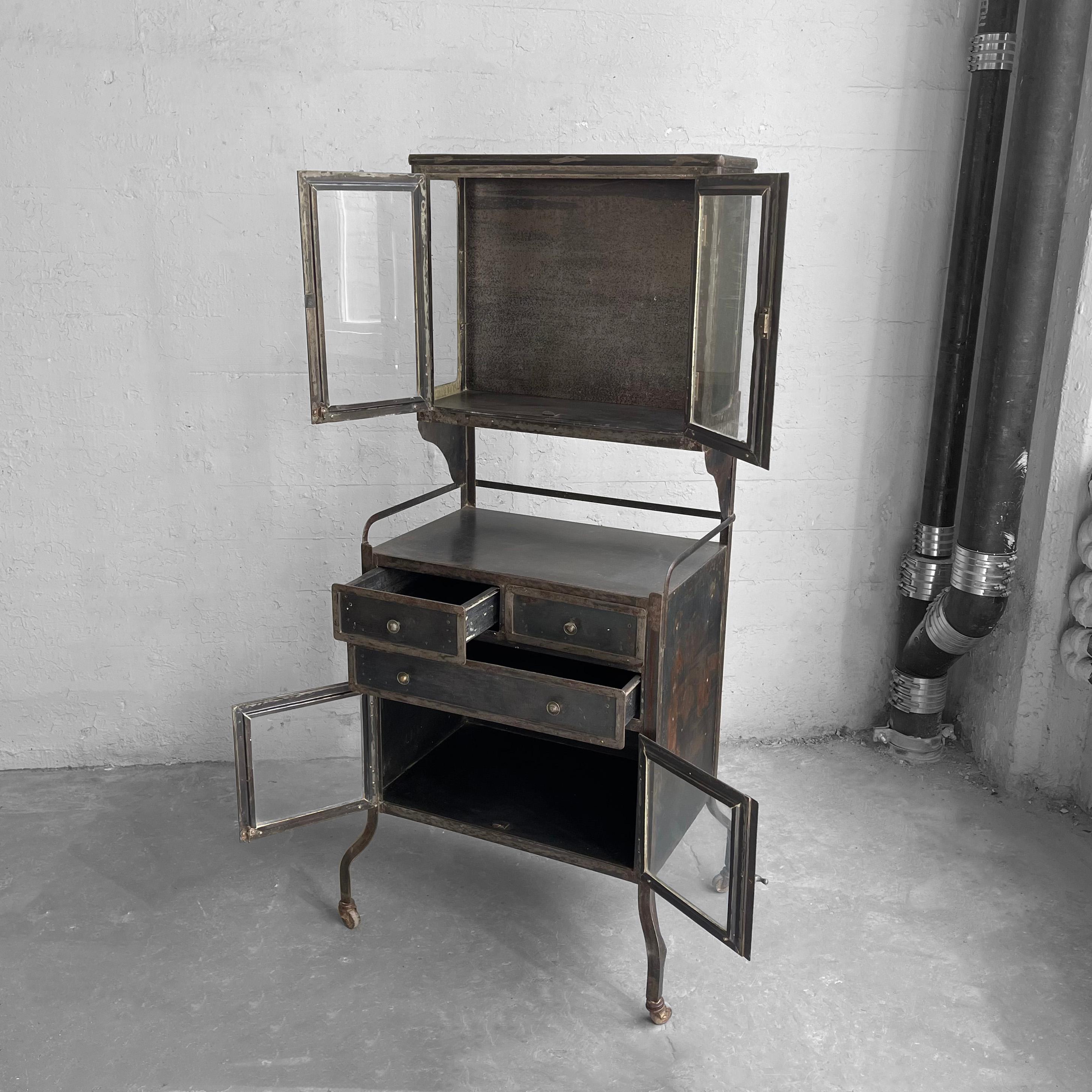 Industrial Brushed Steel Dentist Apothecary Cabinet 1
