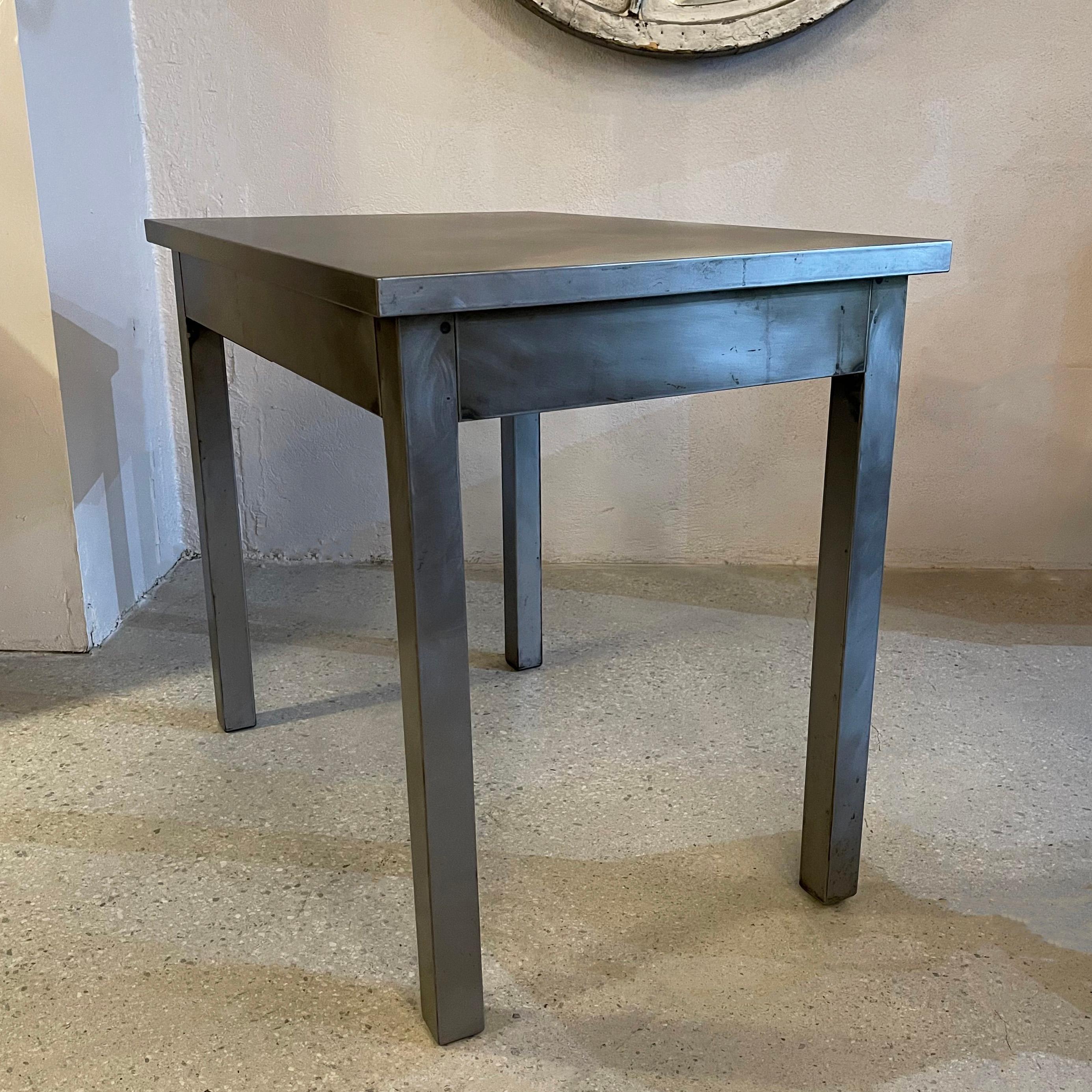 Industrial Brushed Steel Desk By Library Bureau Makers For Sale 5