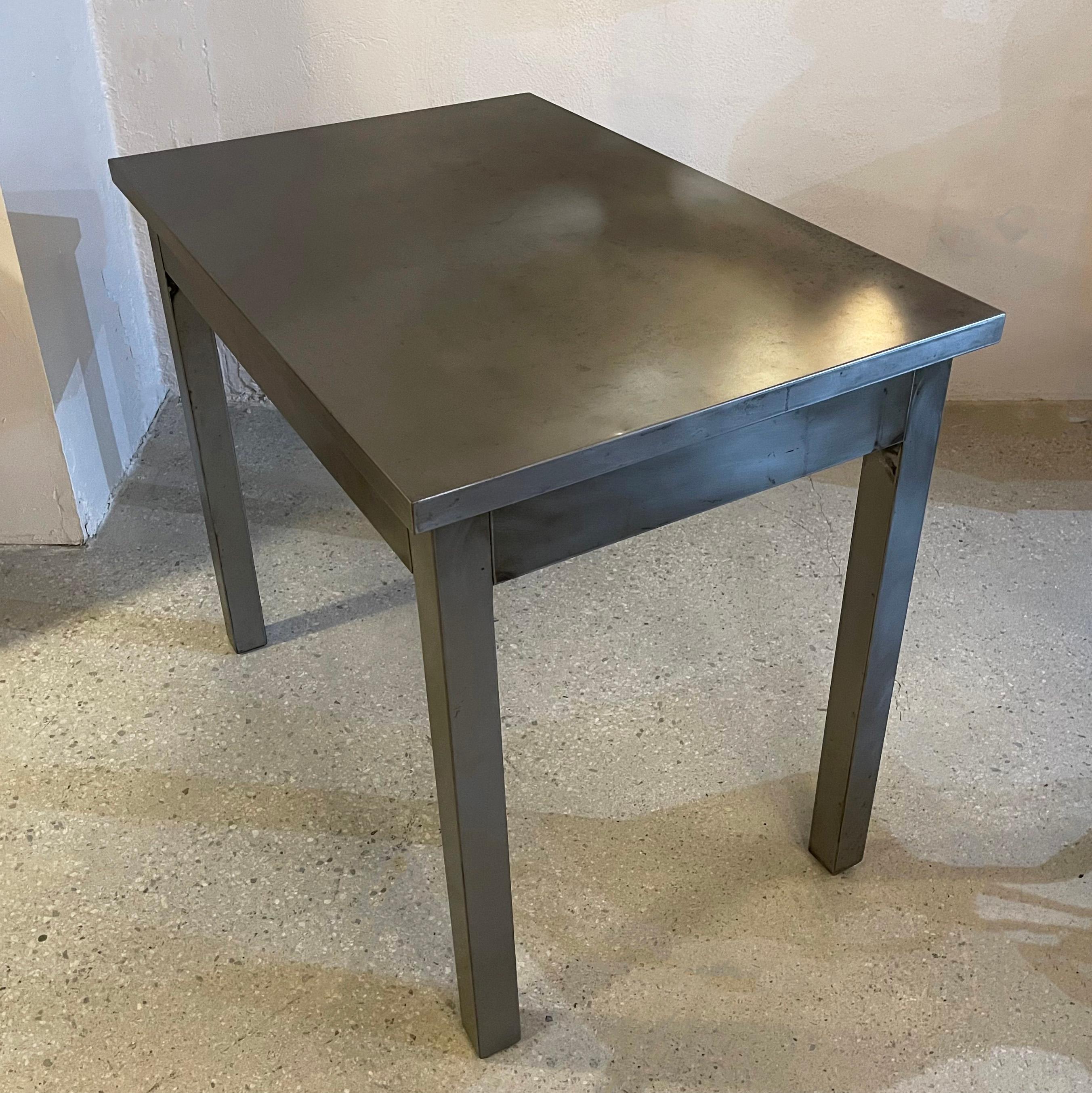 Industrial Brushed Steel Desk By Library Bureau Makers For Sale 6