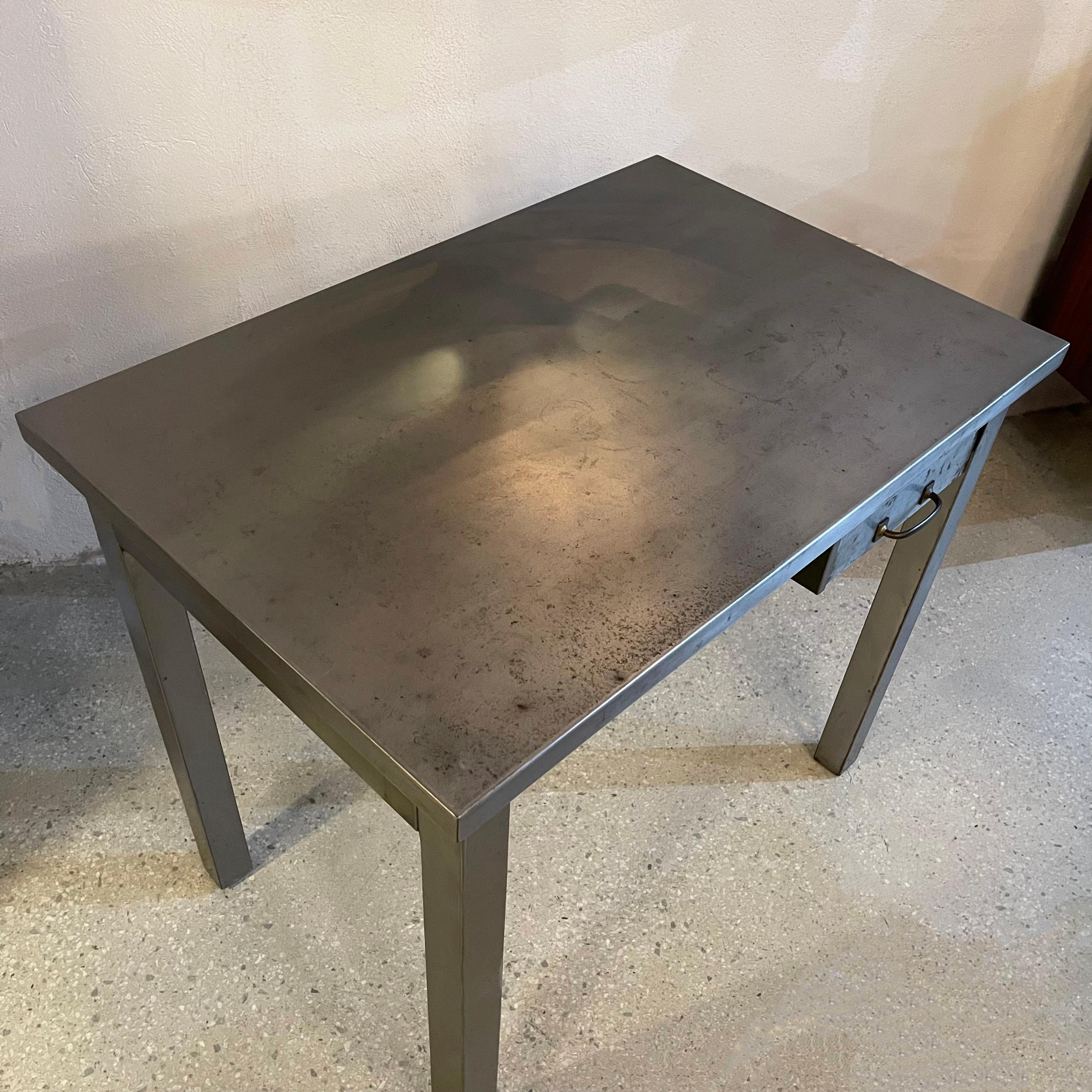 Industrial Brushed Steel Desk By Library Bureau Makers For Sale 4