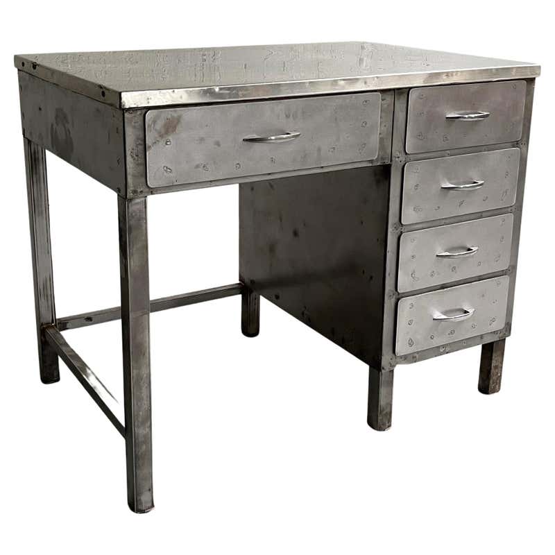 Vintage Industrial Painted Steel Stand Up Factory Foreman Desk at ...