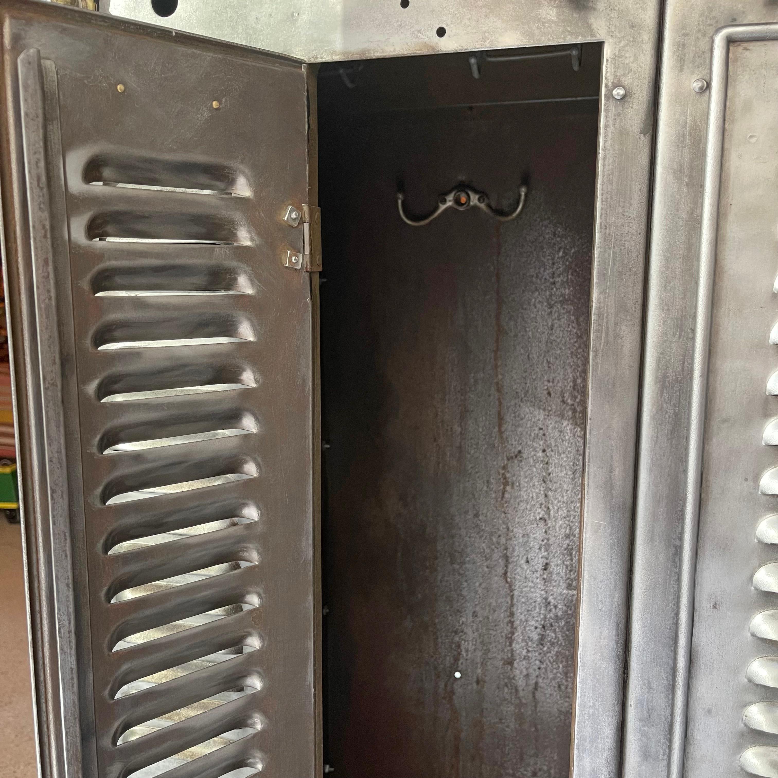 20th Century Industrial Brushed Steel Factory Lockers By Hart & Hutchinson Co. For Sale