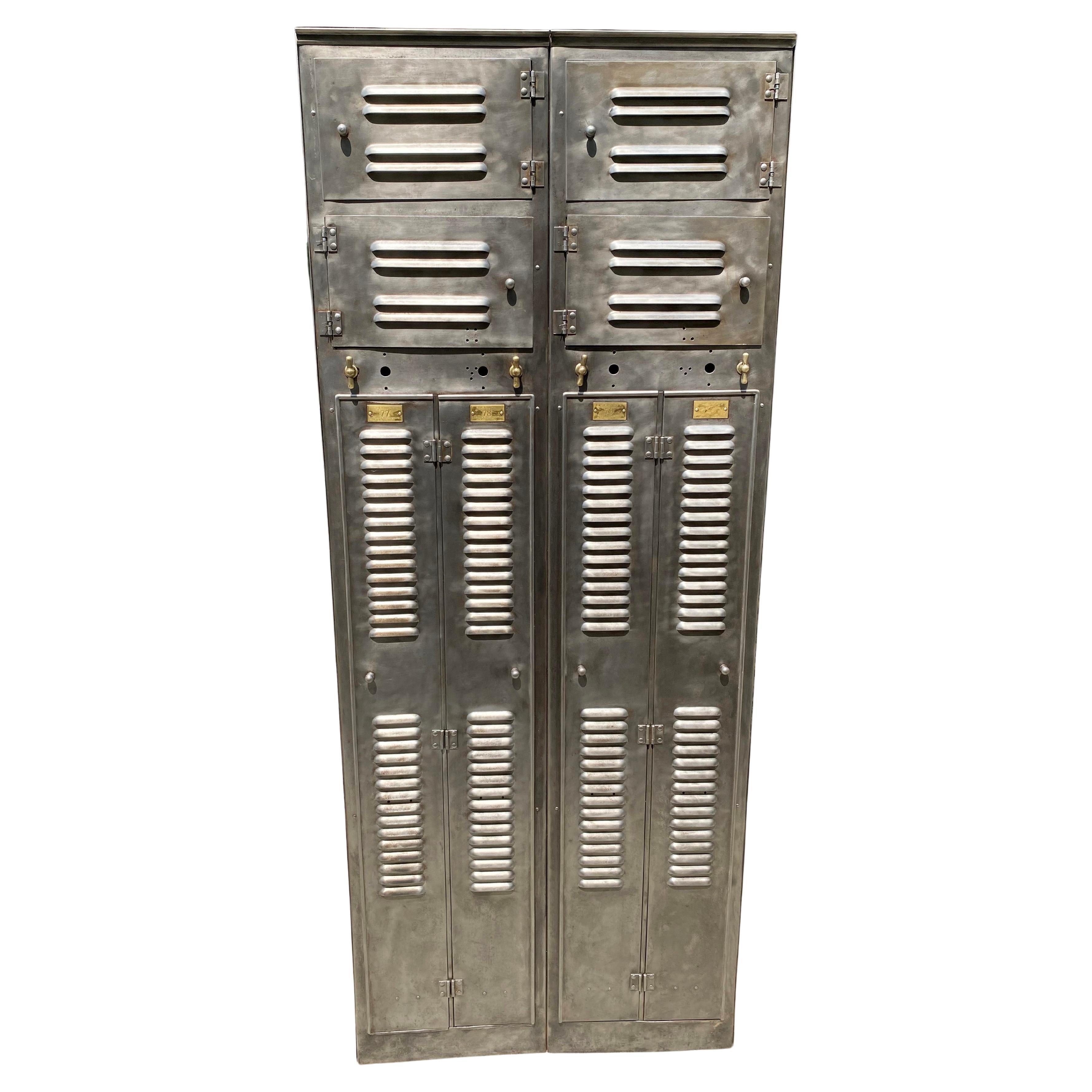 Industrial Brushed Steel Factory Lockers By Hart & Hutchinson Co. For Sale