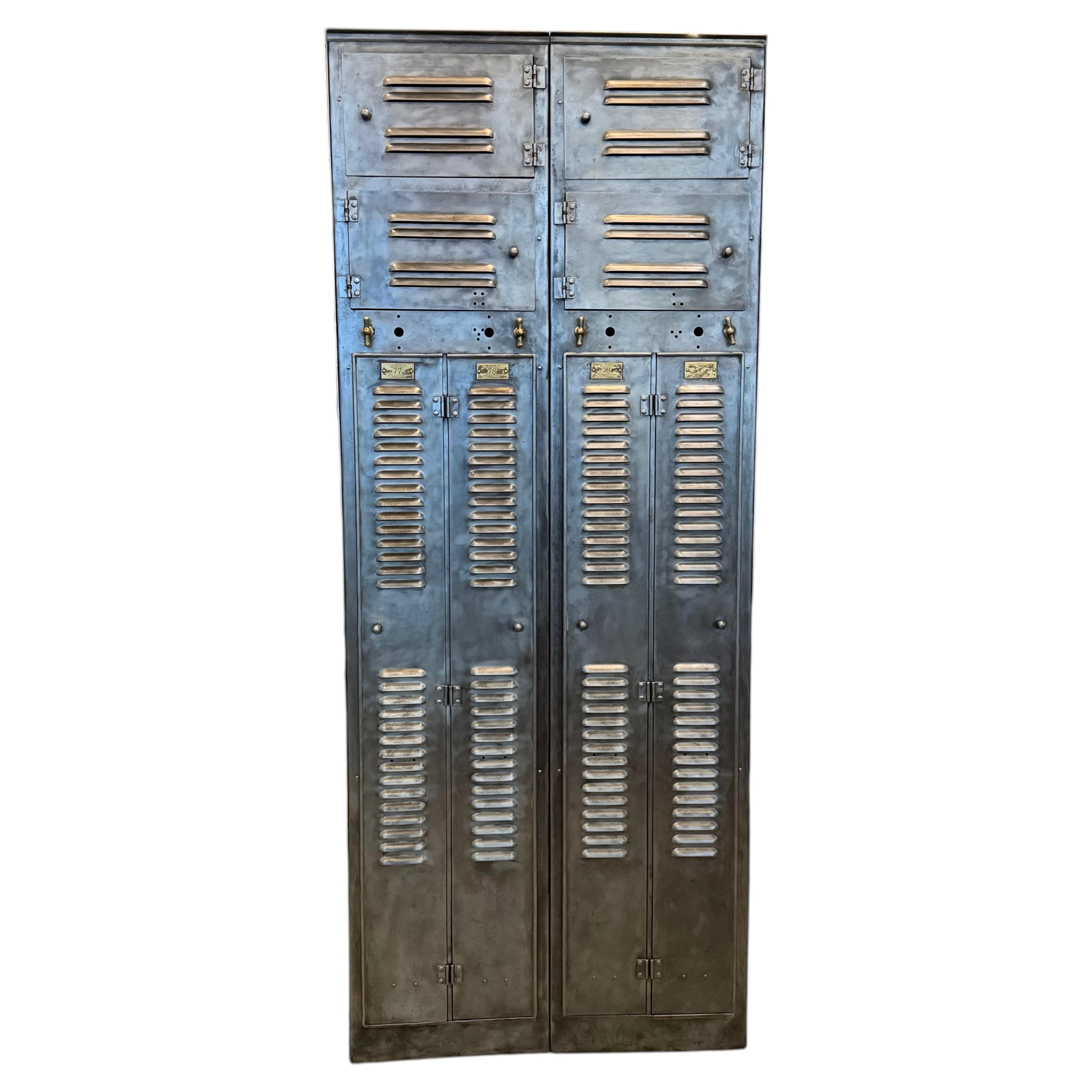 Industrial Brushed Steel Factory Lockers By Hart & Hutchinson Co. For Sale