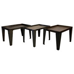 Industrial Brushed Steel Factory Side Table