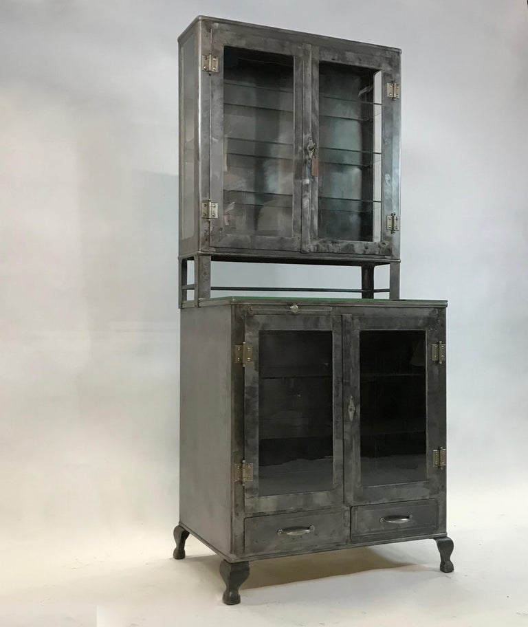 Industrial Brushed Steel Glass Front Apothecary Display at 1stDibs