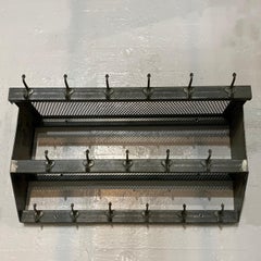 Industrial Brushed Steel Gymnasium Wall Mount Shelf Unit Coat Rack