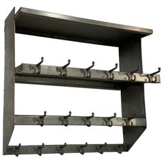 Industrial Brushed Steel Gymnasium Wall Mount Shelf Unit Coat Rack