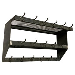Industrial Brushed Steel Gymnasium Wall Mount Shelf Unit Coat Rack
