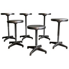 Industrial Brushed Steel Height Adjustable Swivel Stools Industrial Brushed Steel Height Adjustable Swivel Stools