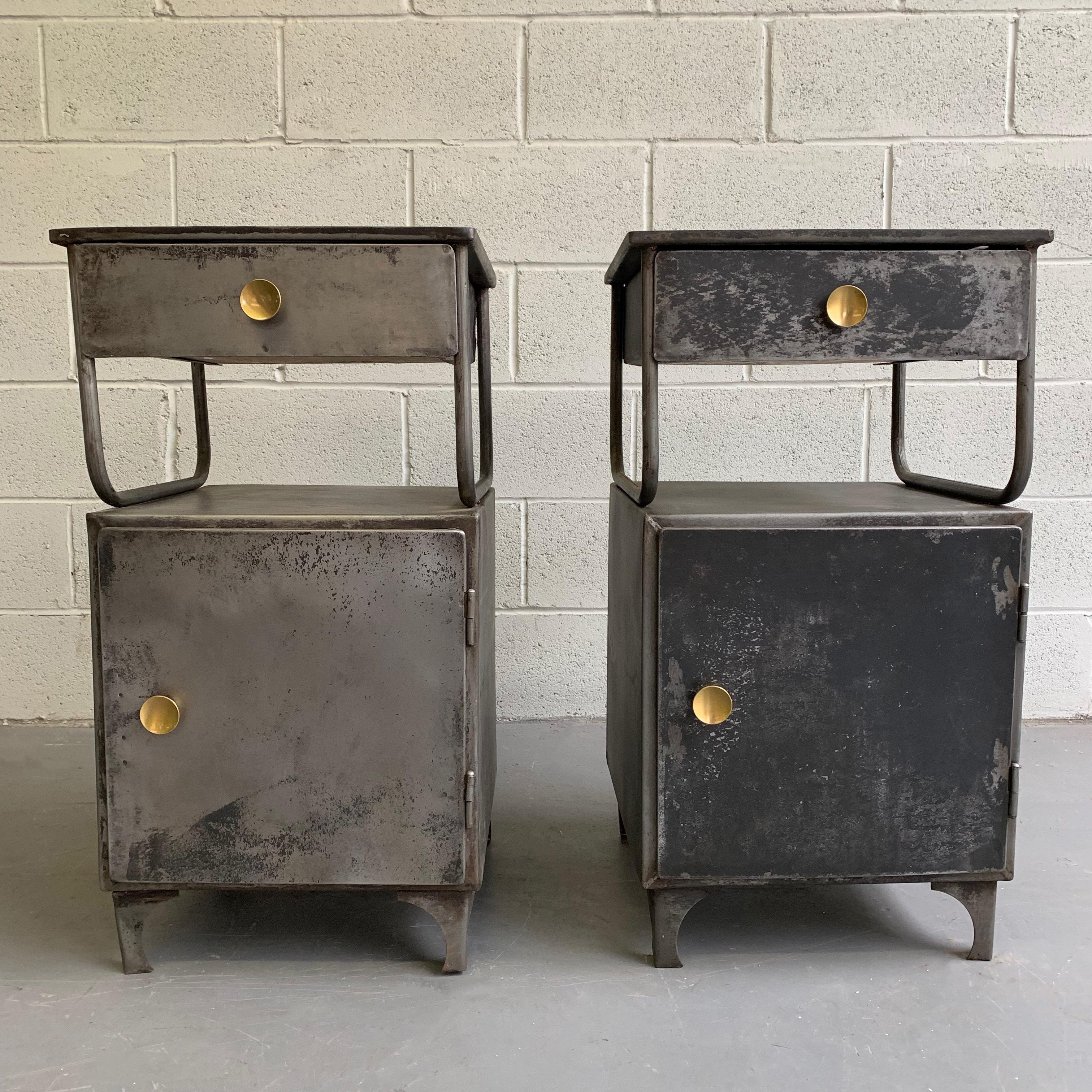 American Industrial Brushed Steel Hospital Nightstand Cabinets