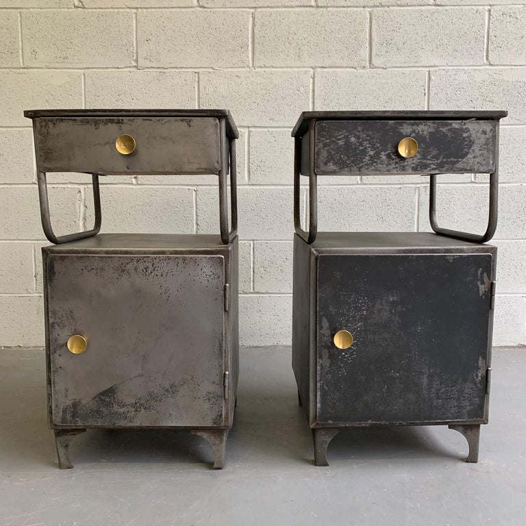 Industrial Brushed Steel Hospital Nightstand at 1stDibs