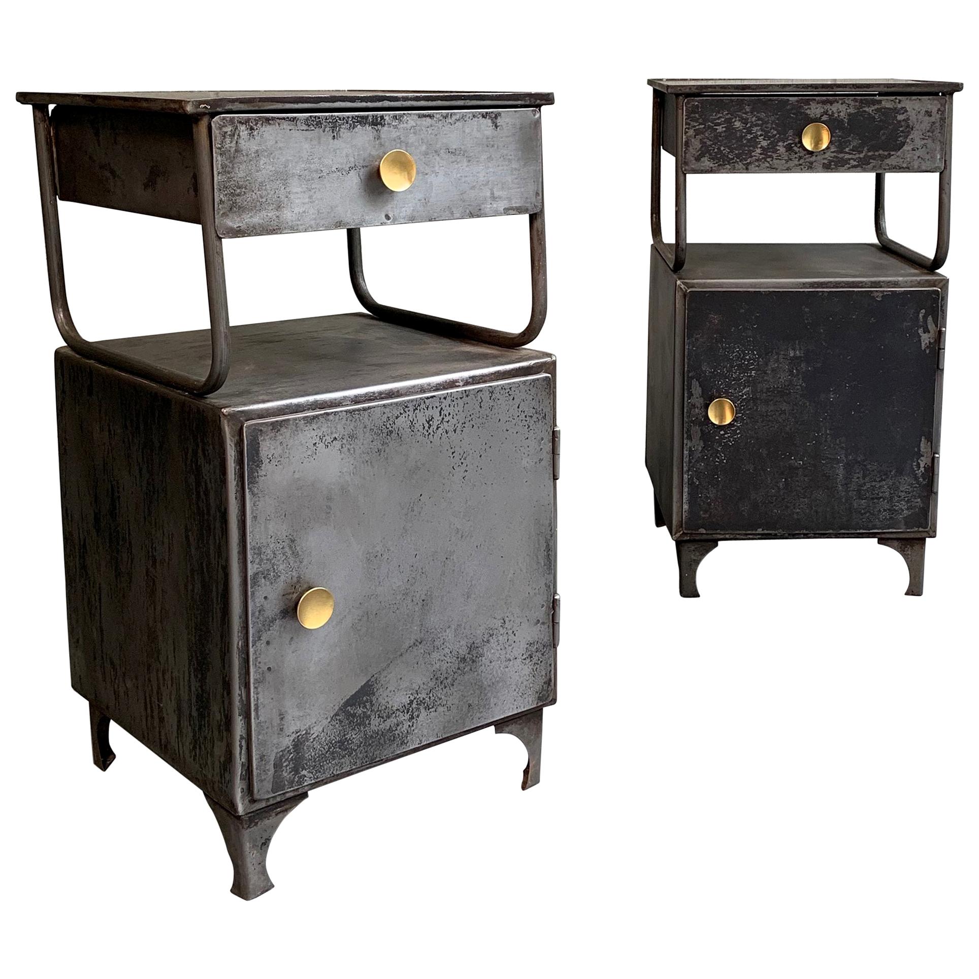 Industrial Brushed Steel Hospital Nightstand Cabinets