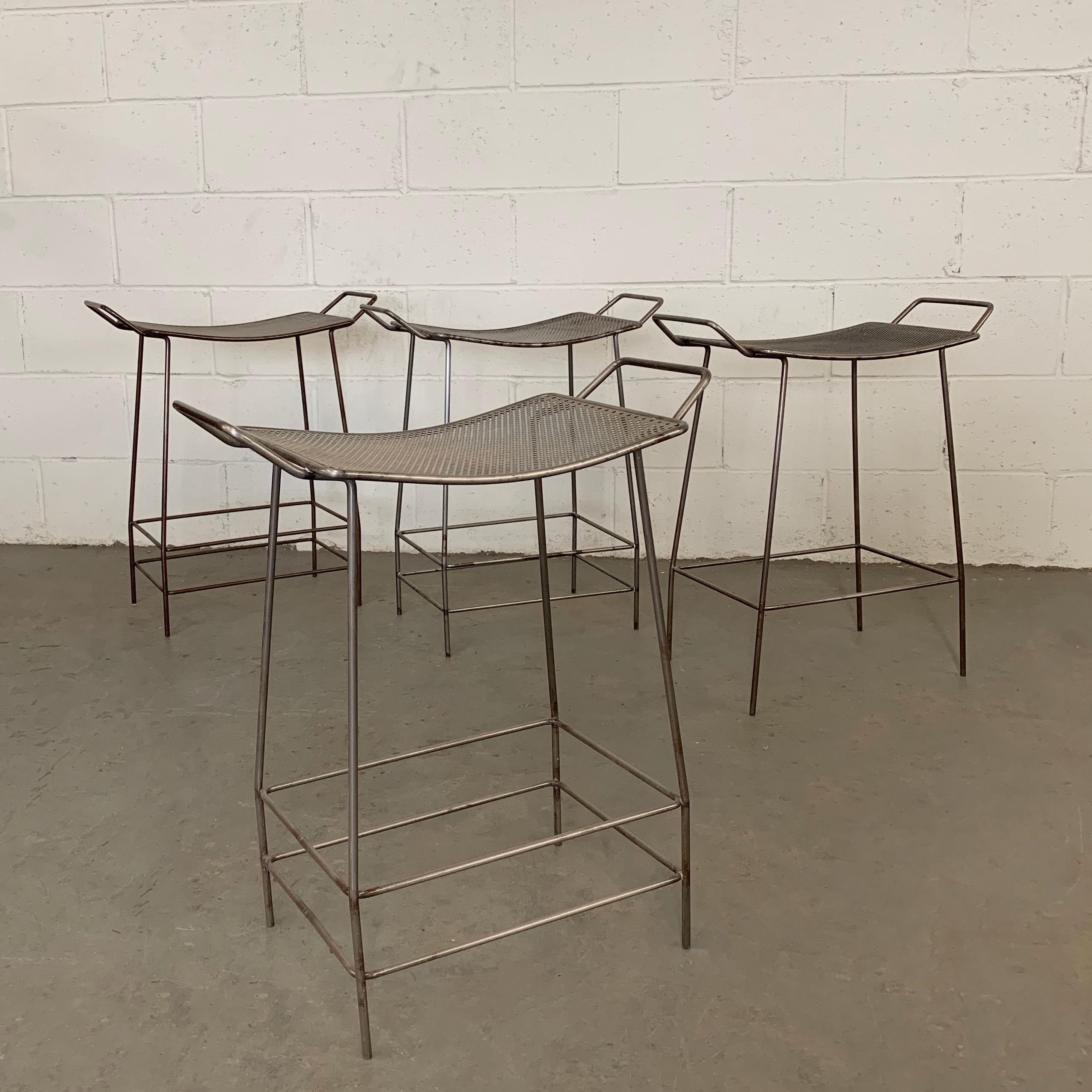 American Industrial Brushed Steel Hospital Stools For Sale