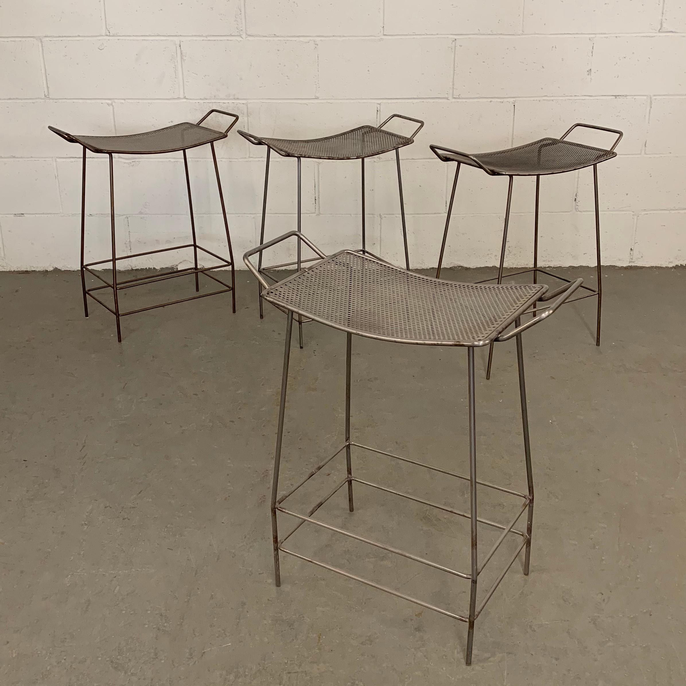 Industrial Brushed Steel Hospital Stools In Good Condition For Sale In Brooklyn, NY