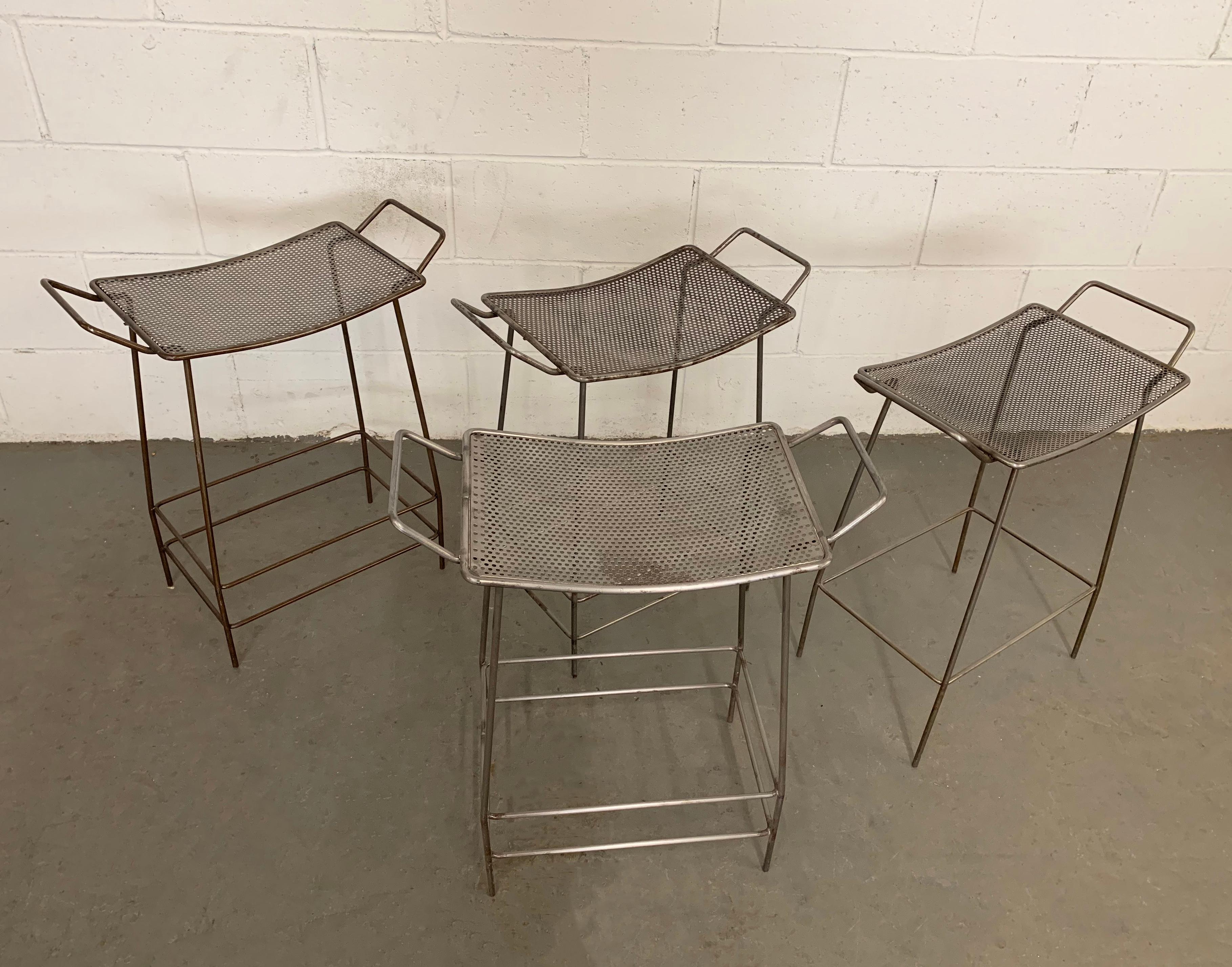 20th Century Industrial Brushed Steel Hospital Stools For Sale