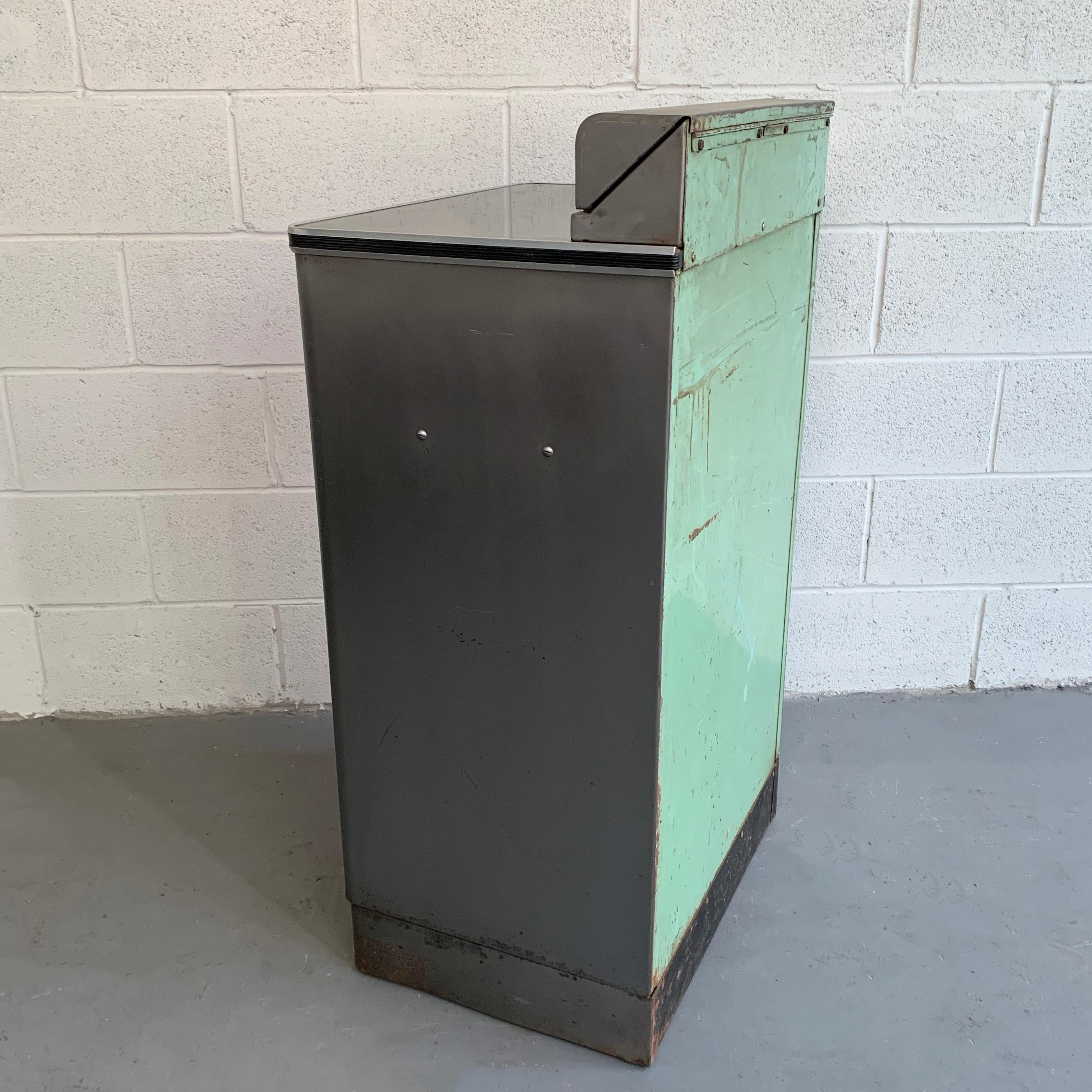 20th Century Industrial Brushed Steel Nurse Station Medicine Cabinet