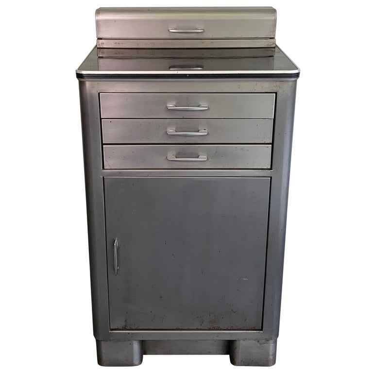 Industrial Brushed Steel Nurse Station Medicine at 1stDibs