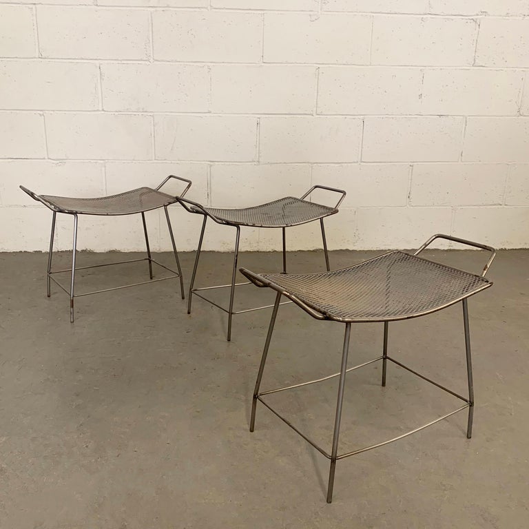 Industrial Brushed Steel Short Hospital Stools For Sale at 1stDibs