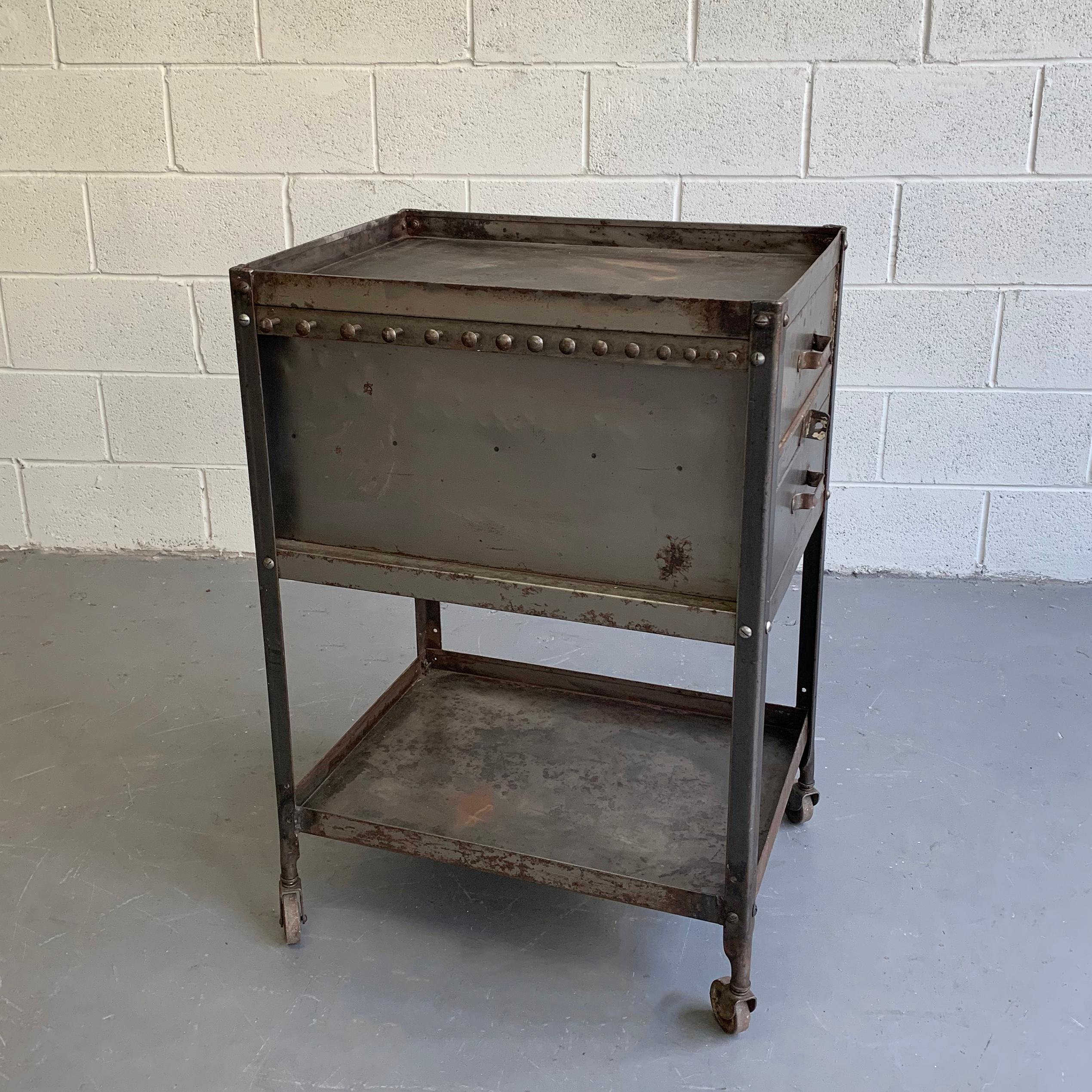 Industrial Brushed Steel Tool Caddy In Good Condition In Brooklyn, NY