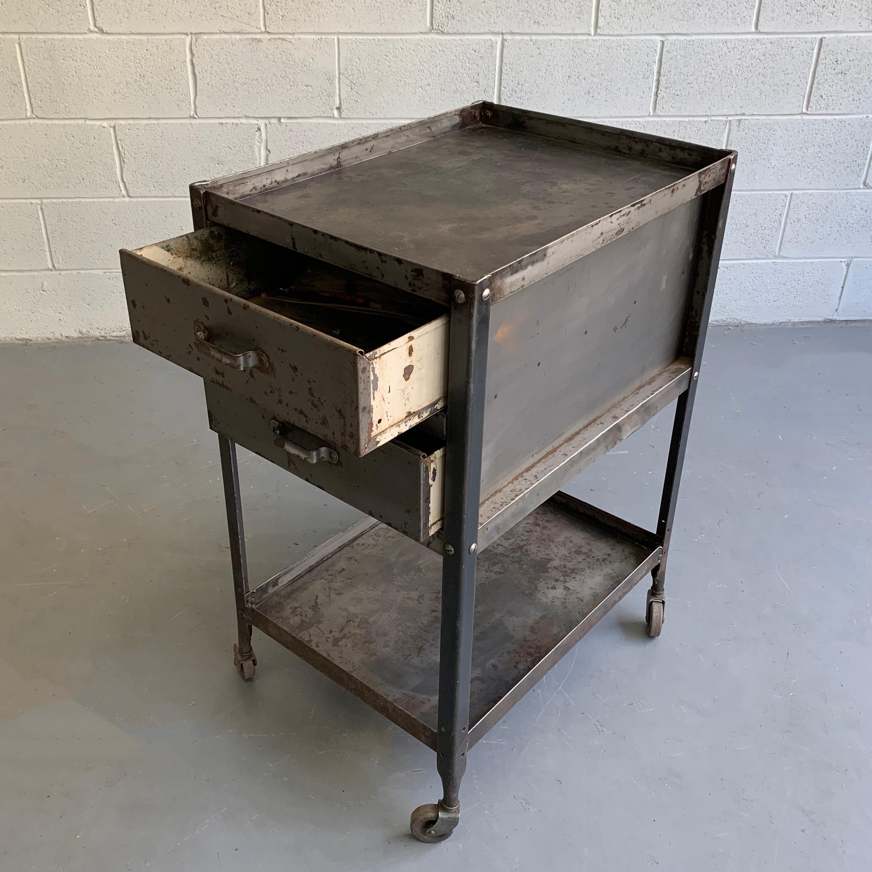 20th Century Industrial Brushed Steel Tool Caddy