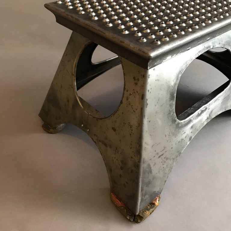 Industrial Brushed Steel Train Conductor Step Stool at 1stDibs