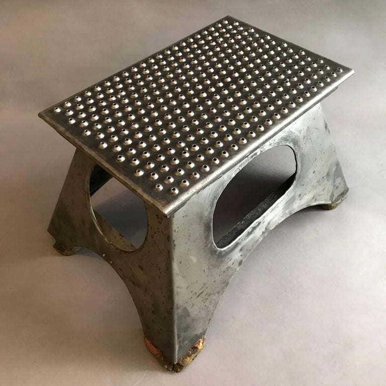 Industrial Brushed Steel Train Conductor Step Stool at 1stDibs