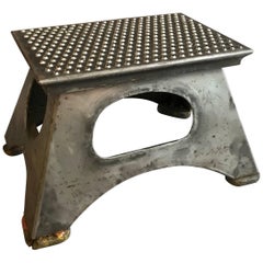 Antique Industrial Brushed Steel Train Conductor Step Stool