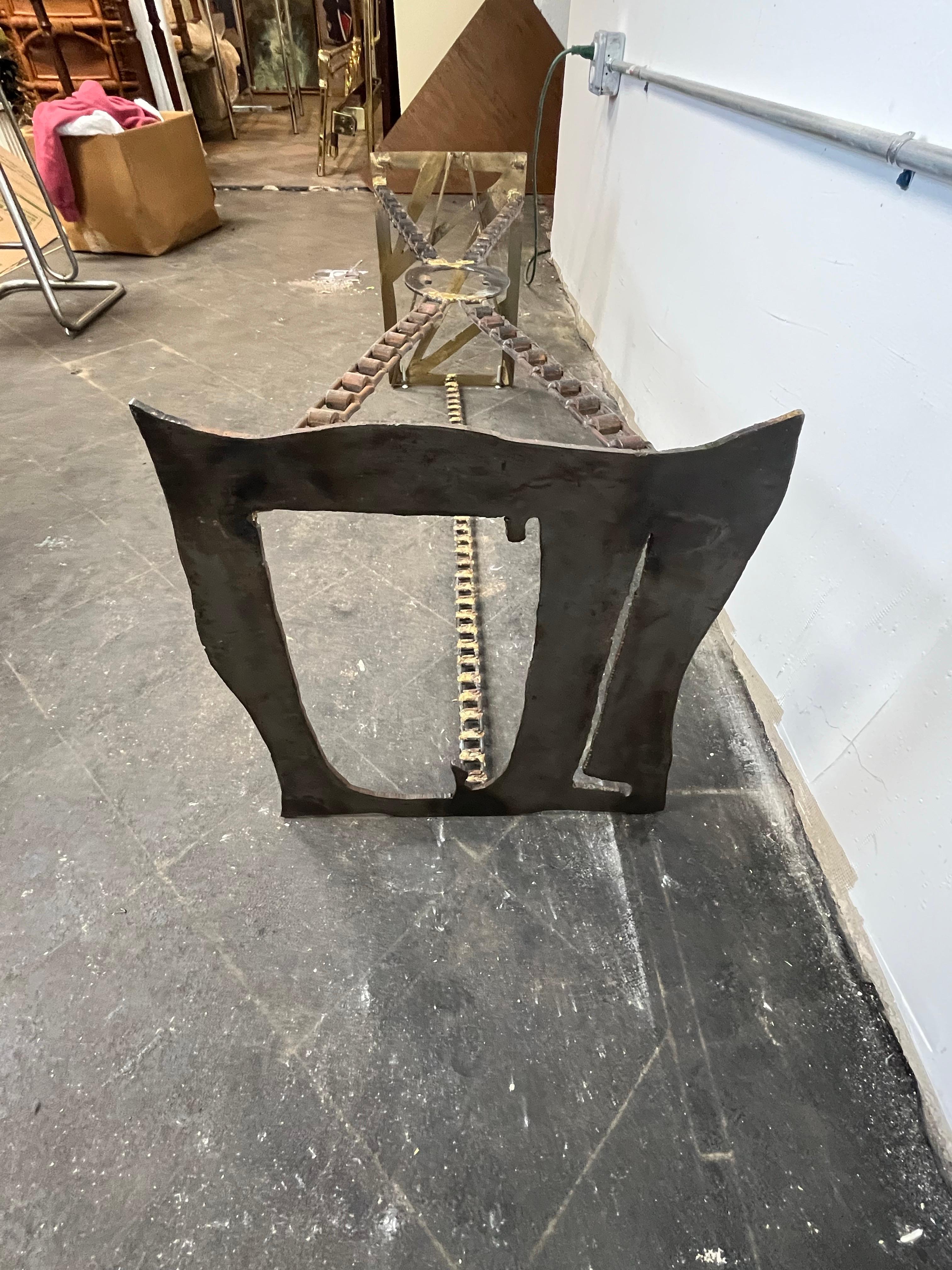 Brutalist Torch Cut Coffee Table In Good Condition For Sale In W Allenhurst, NJ