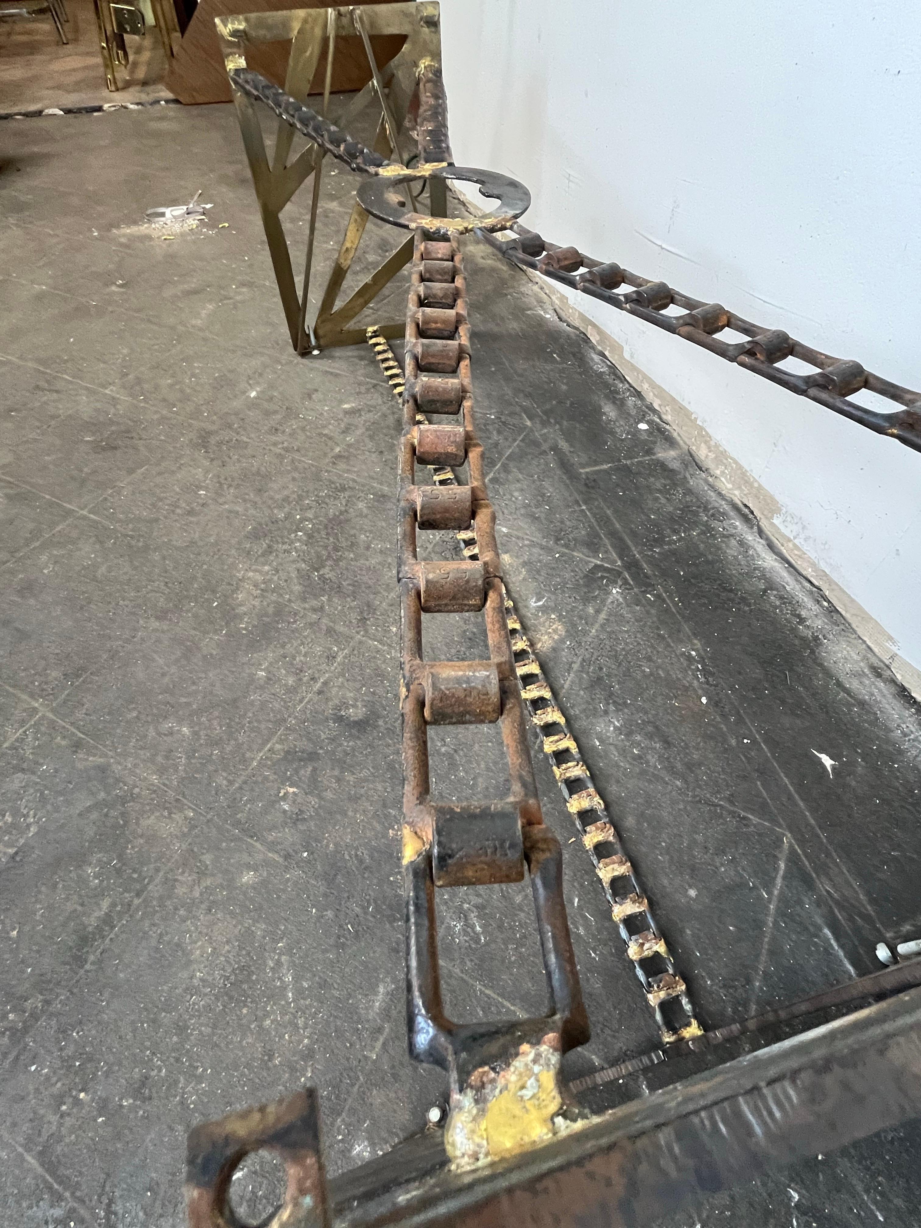 Steel Brutalist Torch Cut Coffee Table For Sale