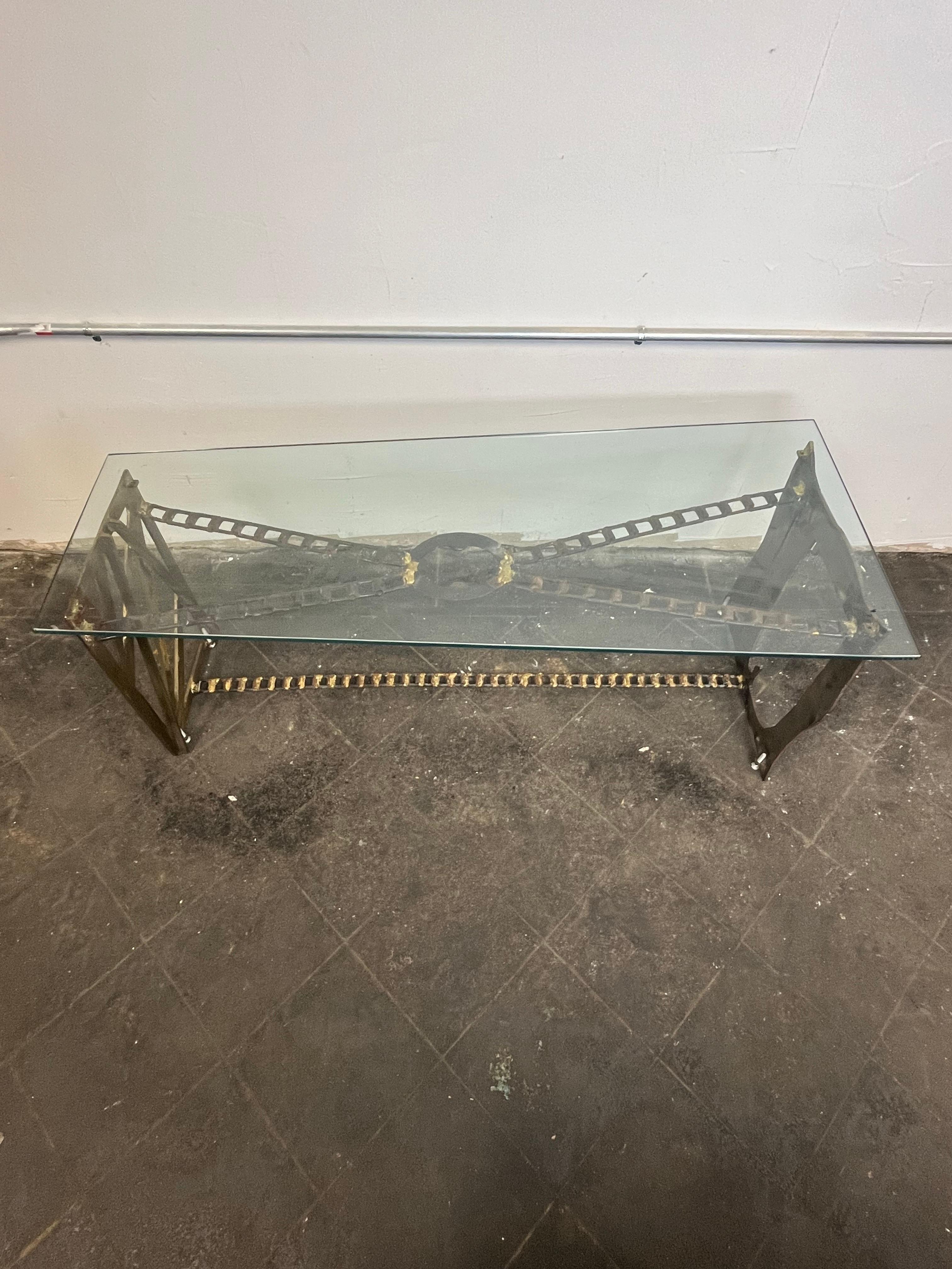 Brutalist Torch Cut Coffee Table For Sale 1