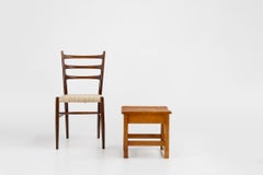 Industrial brutalist wooden stool, Belgium ca. 1920