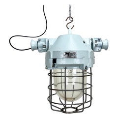 Industrial Bunker Ceiling Light with Iron Cage, 1970s