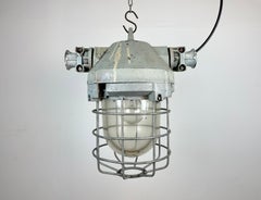 Industrial Bunker Ceiling Light with Iron Cage from Elektrosvit, 1970s