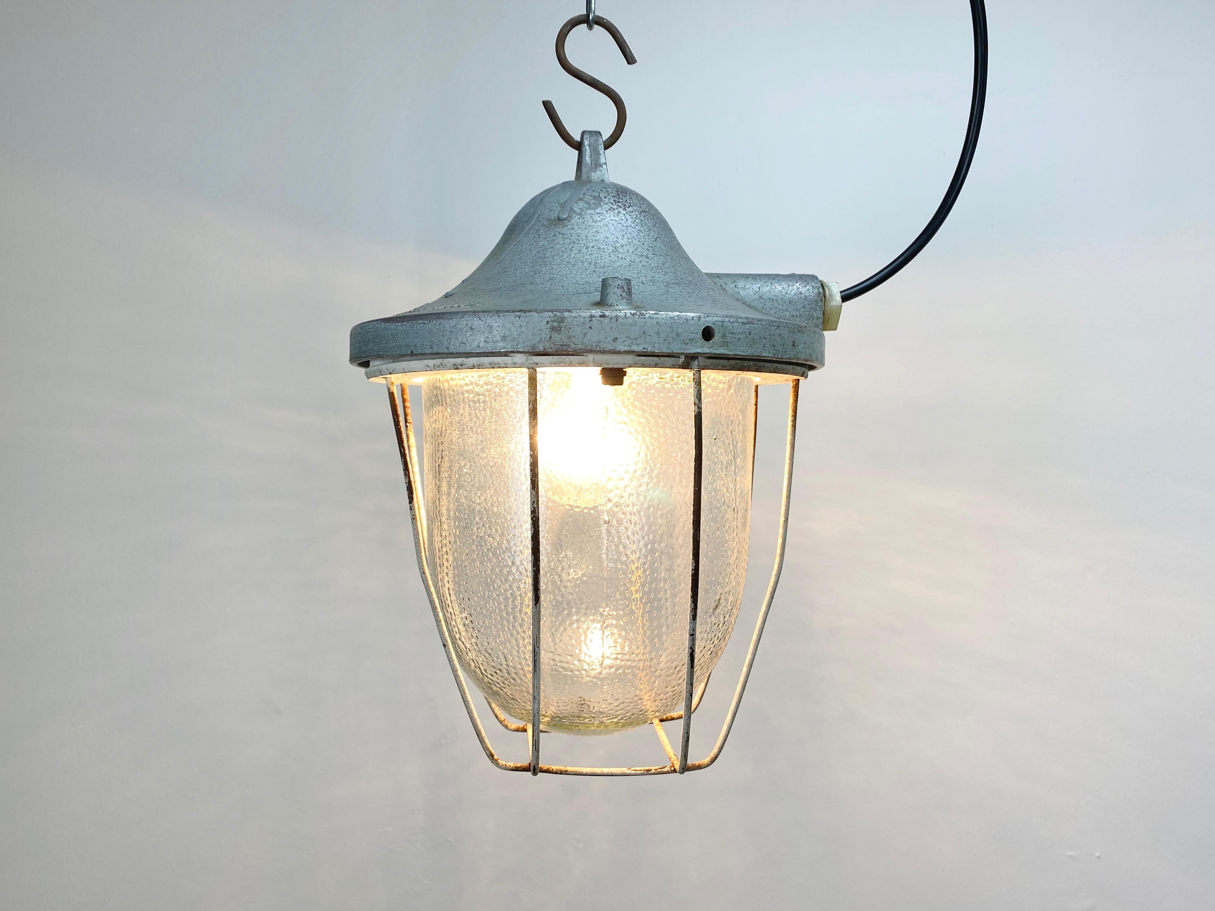 Industrial Bunker Lamp from Polam Gdansk, 1960s In Good Condition In Kojetice, CZ