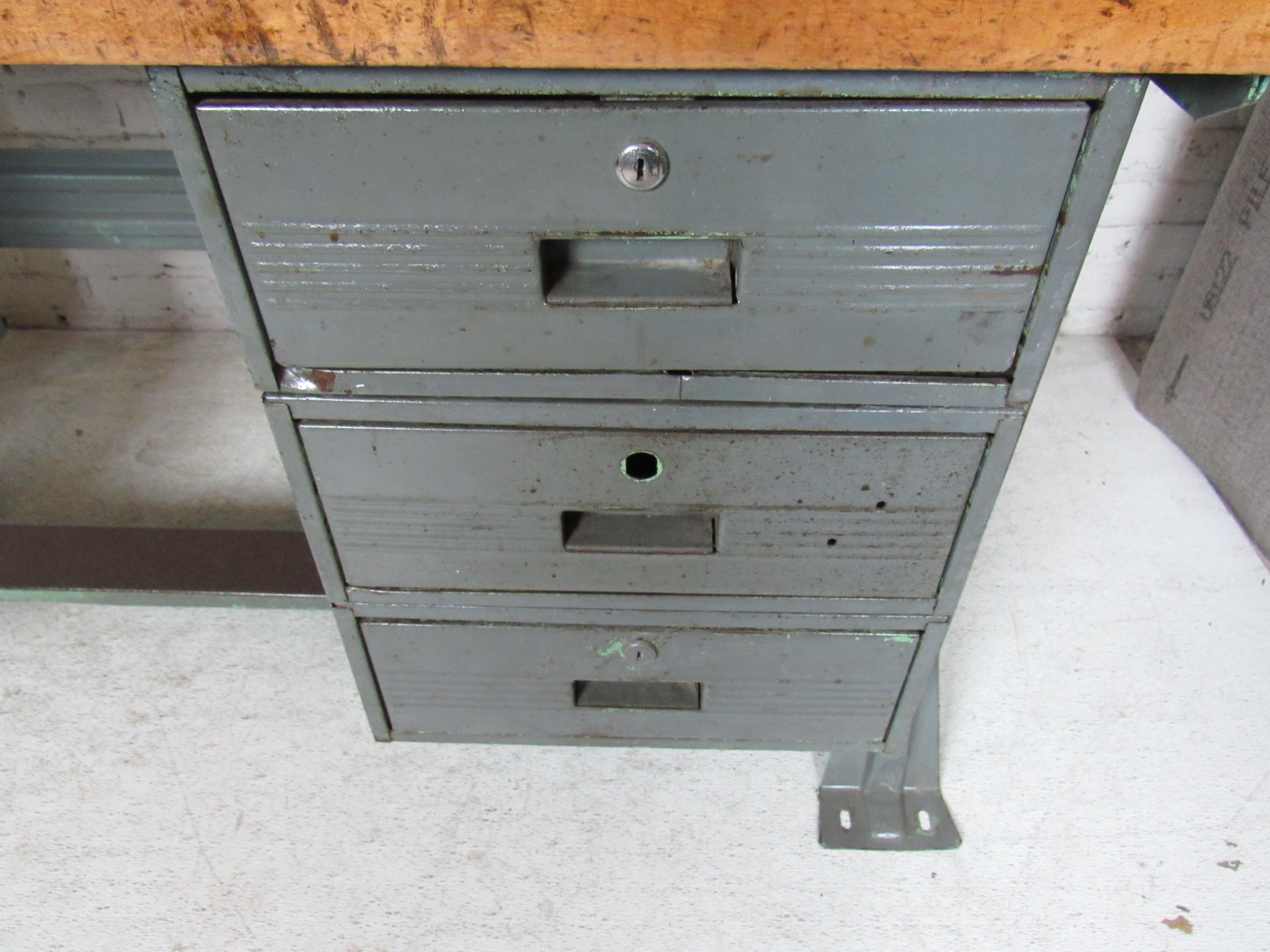 Metal Industrial Butcher Block Desk