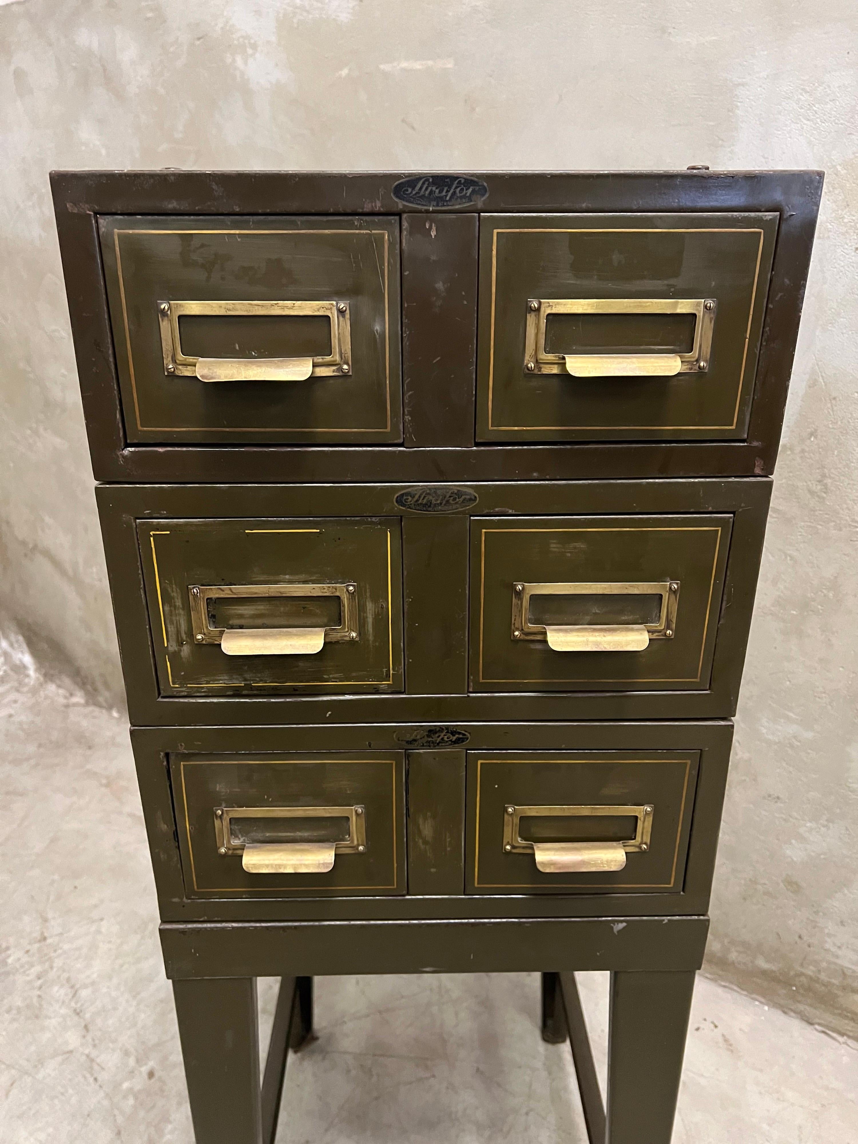 French Industrial Cabinet Strafor Forges Strasbourgh, France, 1930s Original Paint