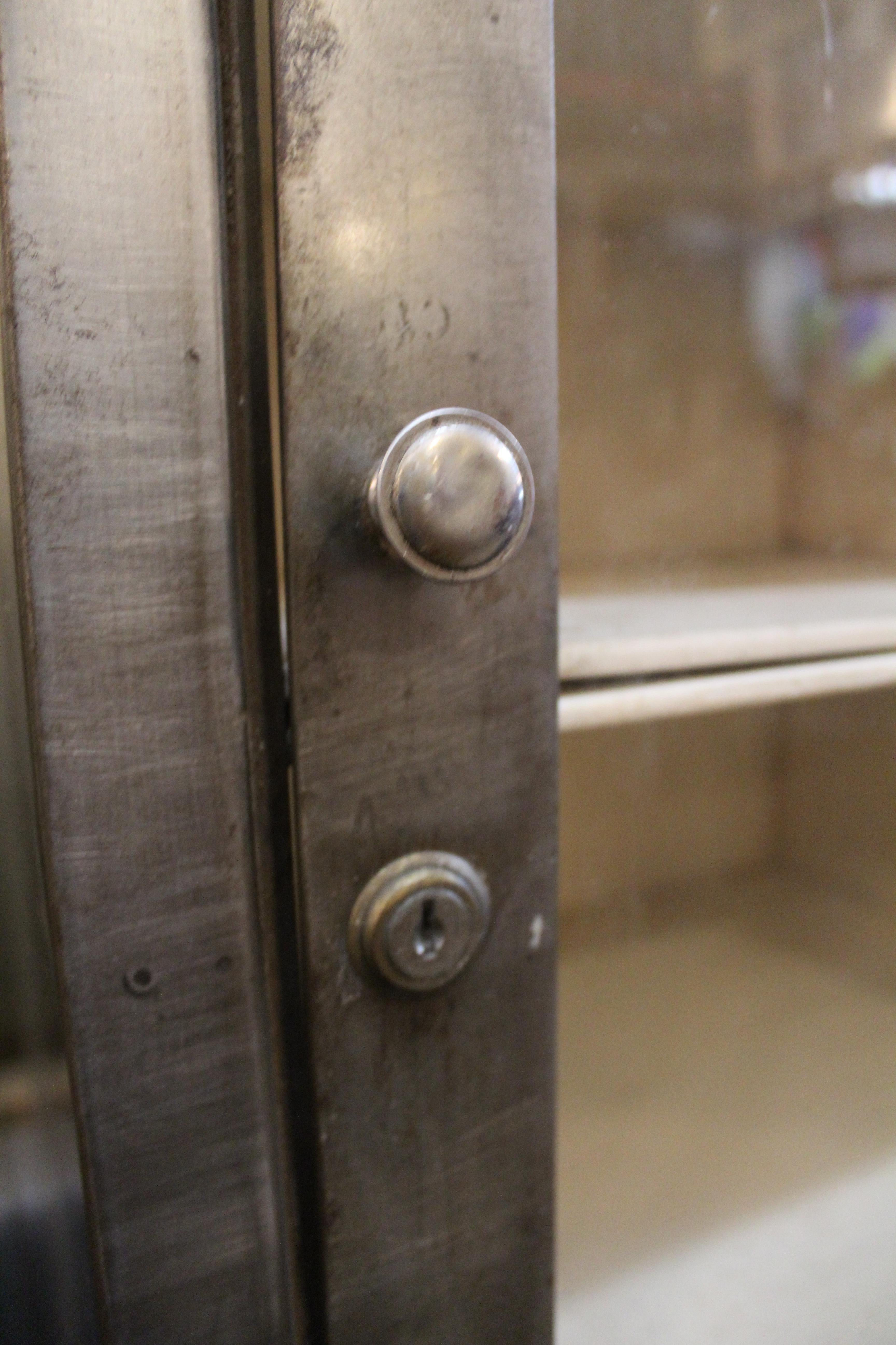 Industrial Cabinet with Shelves & Glass Door For Sale 6
