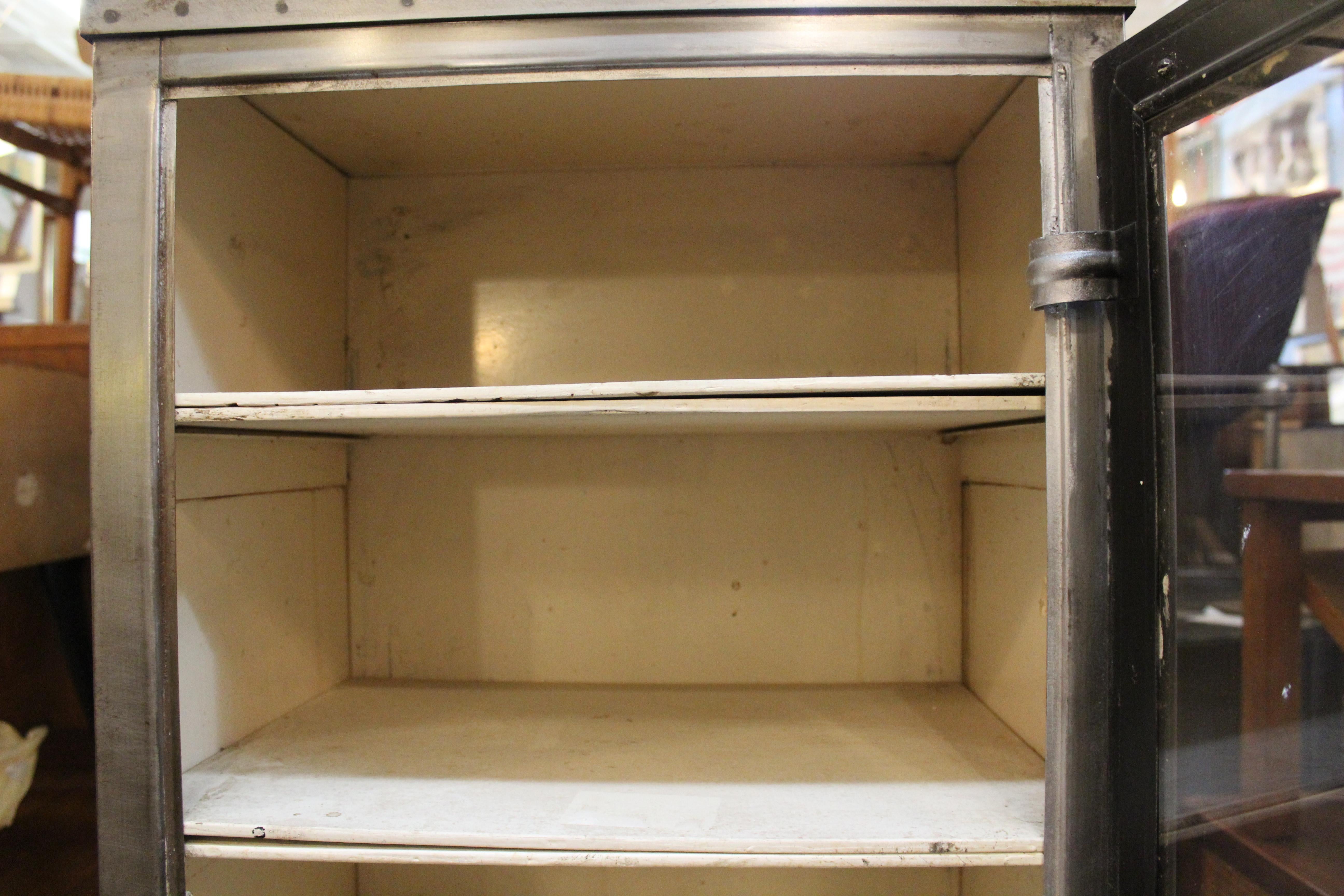 Industrial Cabinet with Shelves & Glass Door For Sale 11