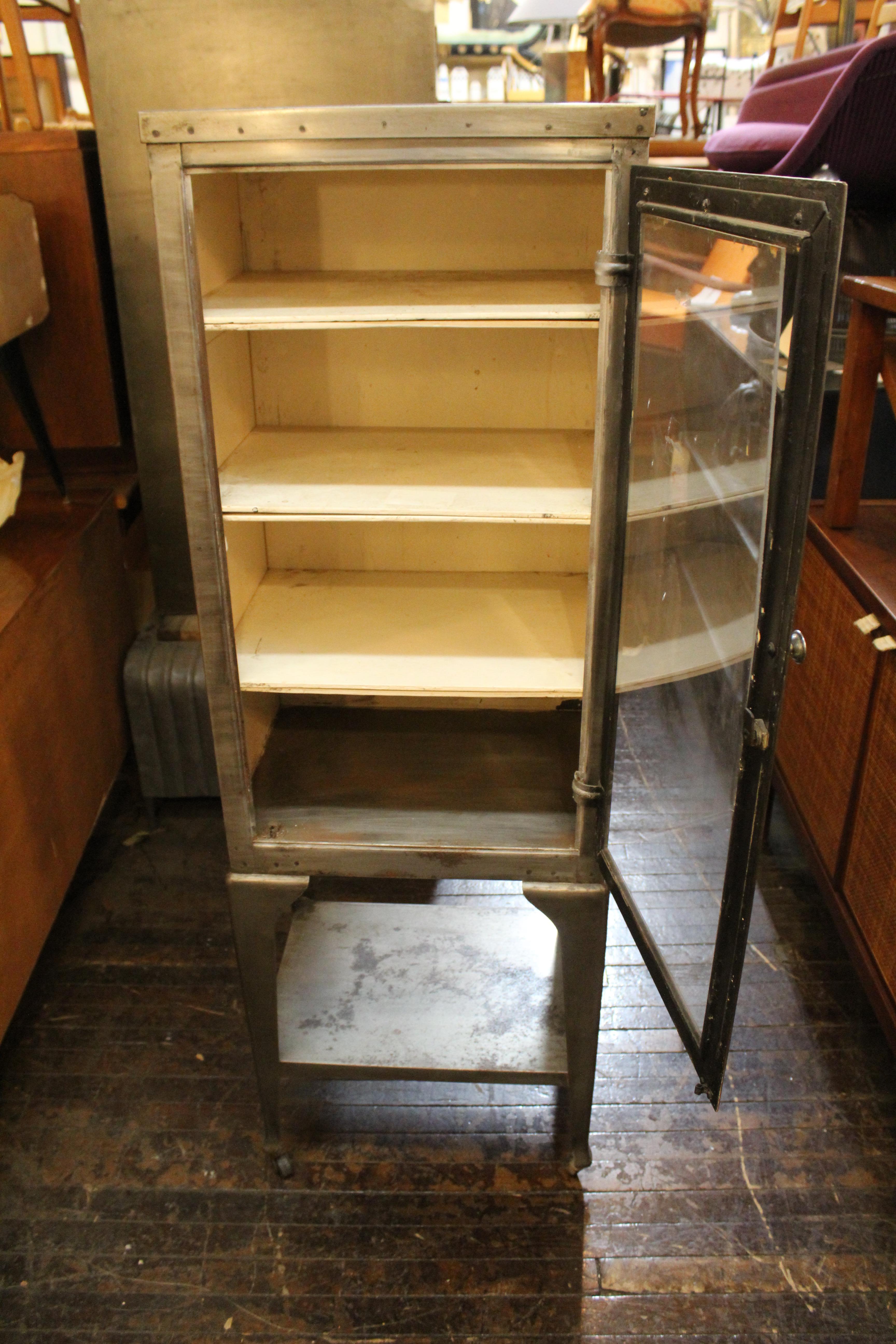 Industrial Cabinet with Shelves & Glass Door For Sale 12