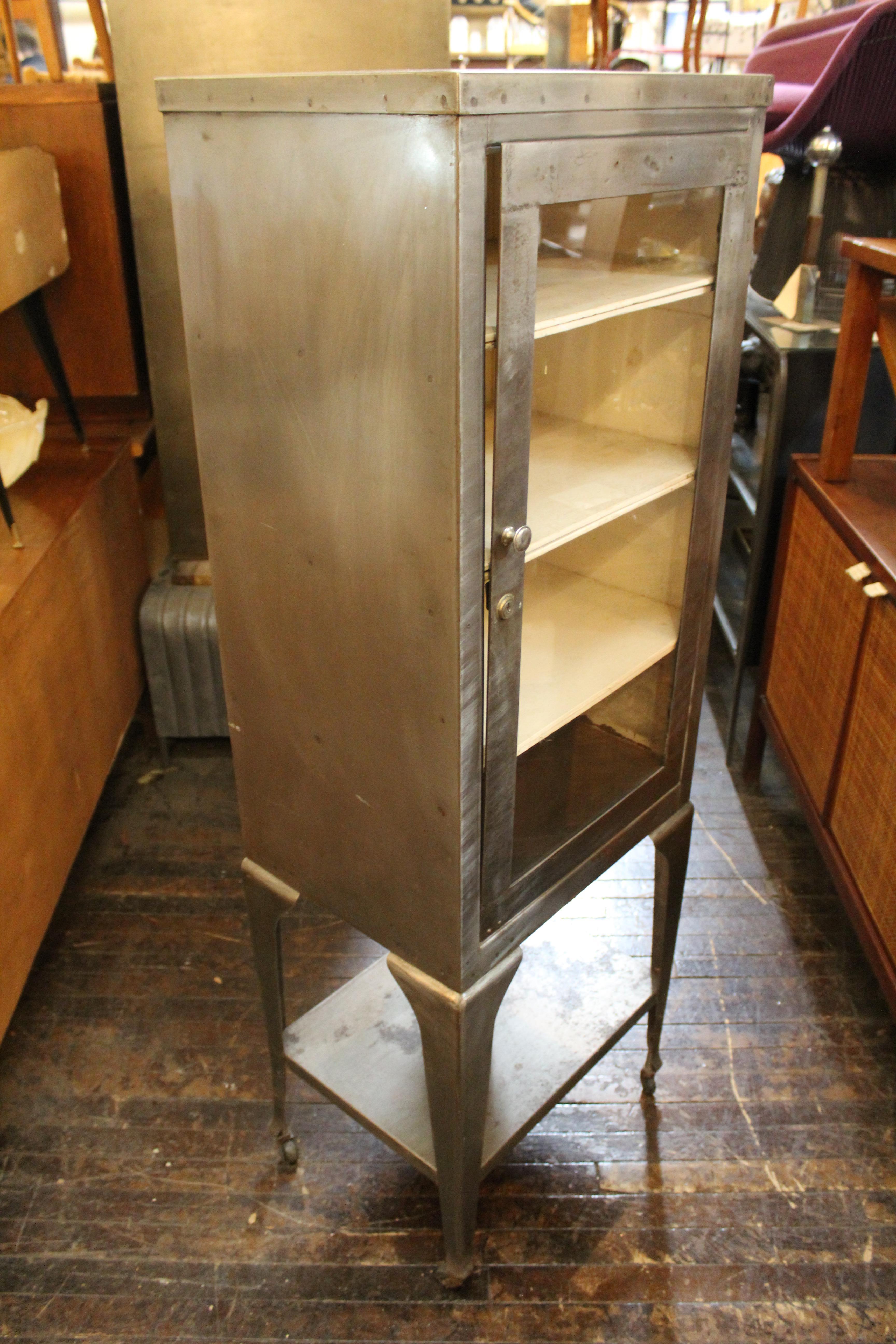 Industrial Cabinet with Shelves & Glass Door In Good Condition For Sale In Brooklyn, NY