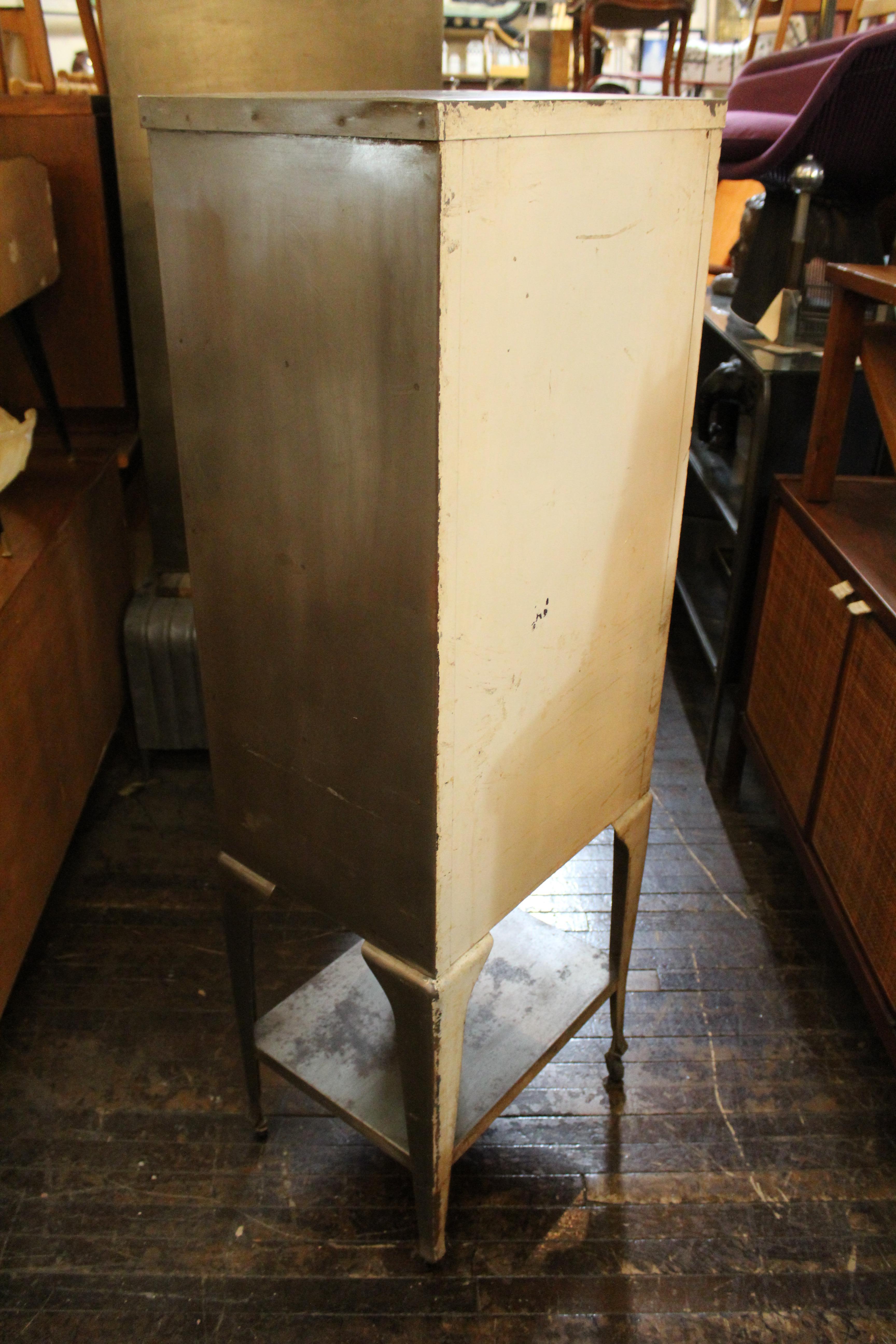 Metal Industrial Cabinet with Shelves & Glass Door For Sale