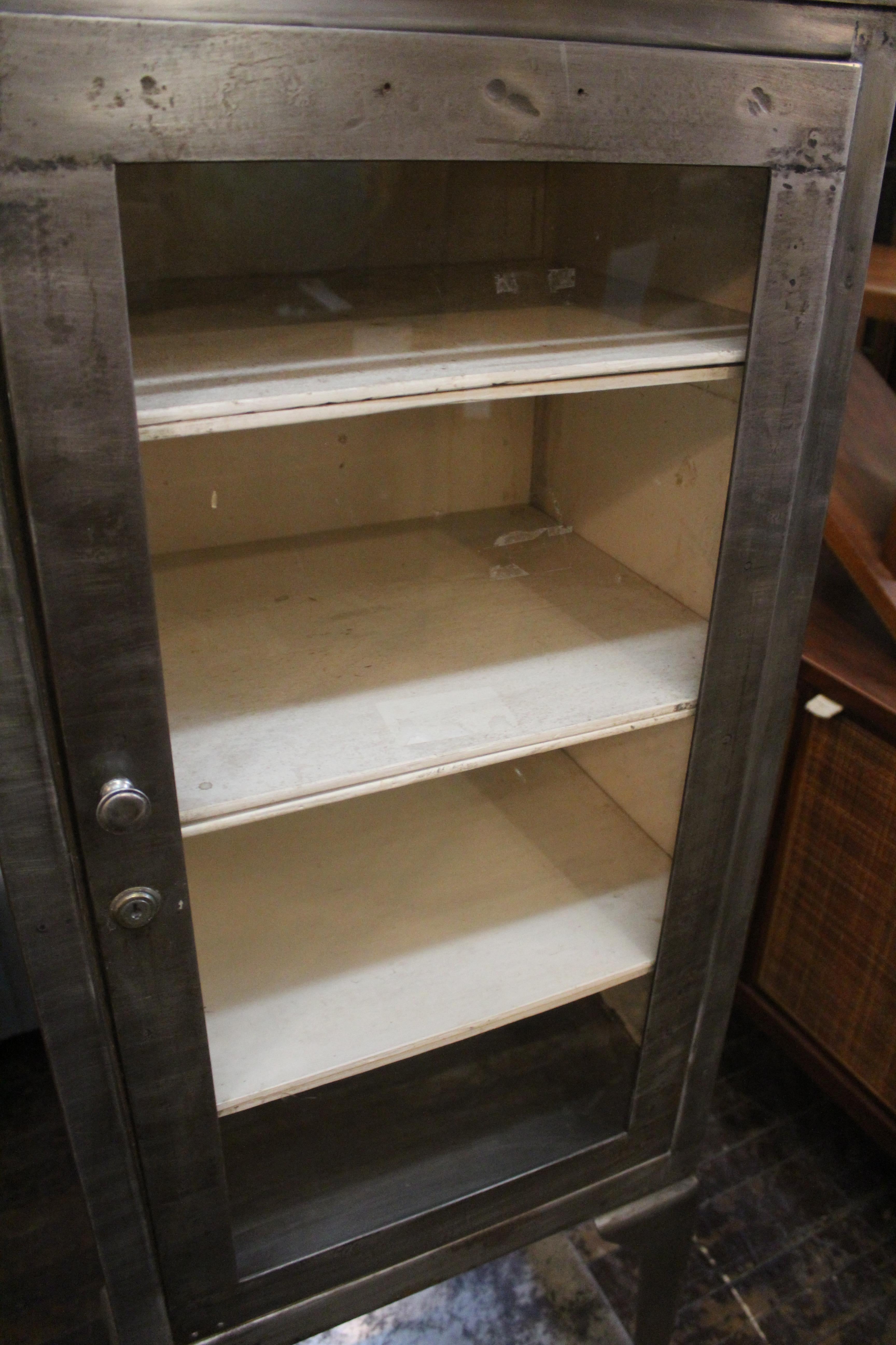 Industrial Cabinet with Shelves & Glass Door For Sale 4