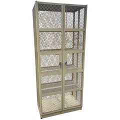 Vintage Industrial Cage Cabinet with doors