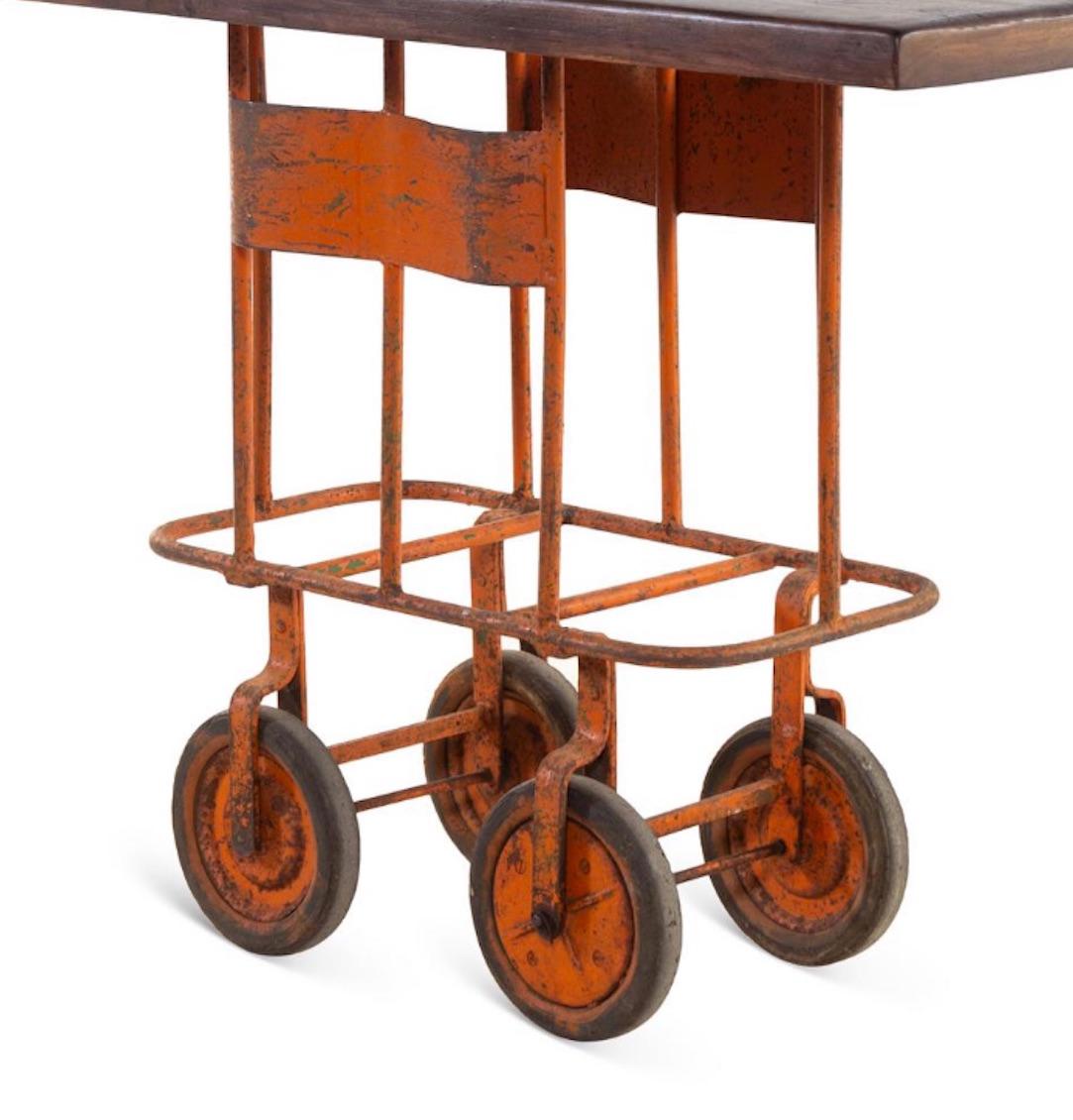 20th Century Industrial Cart Base Converted into Kitchen Island or Bar Cart, Great Color