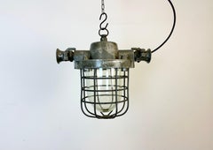 Industrial Cast Aluminium Cage Pendant Light, 1960s