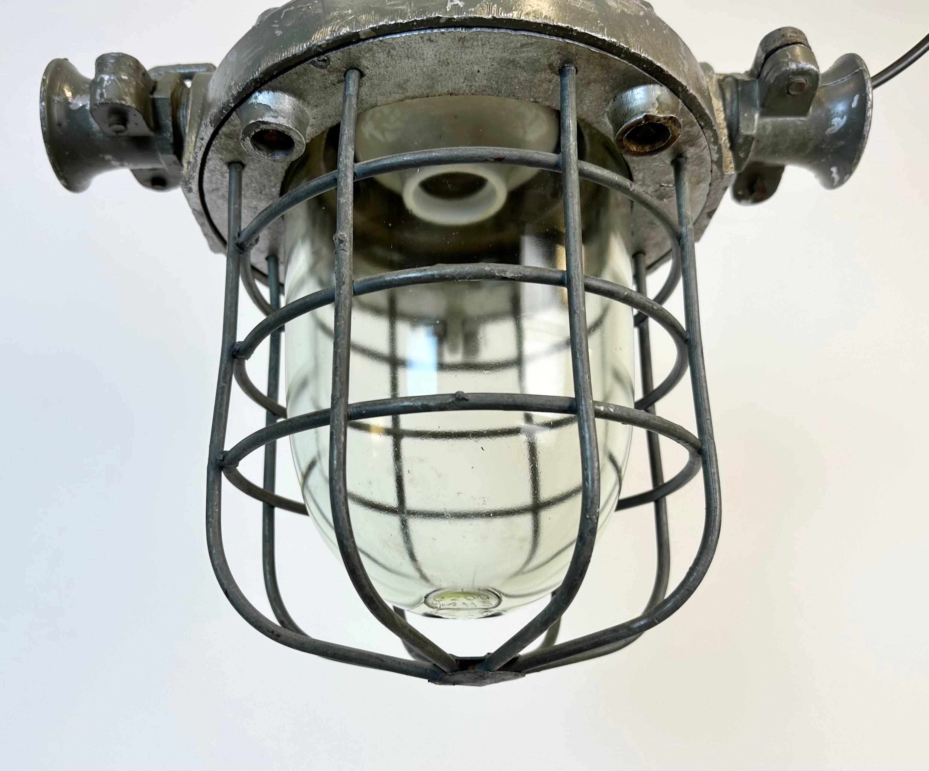 Aluminum Industrial Cast Aluminium Cage Pendant Light, 1960s For Sale