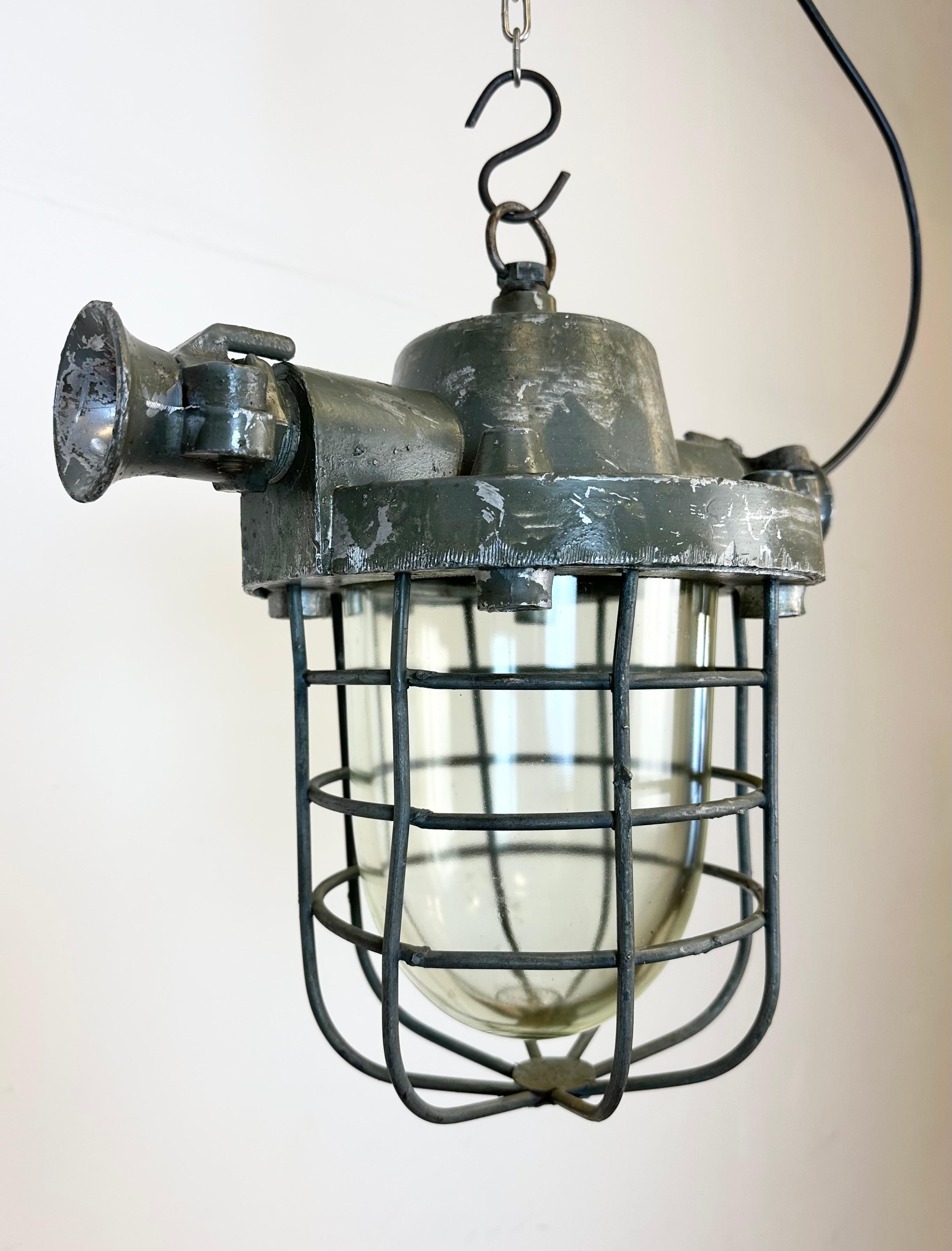 Industrial Cast Aluminium Cage Pendant Light, 1960s For Sale 3
