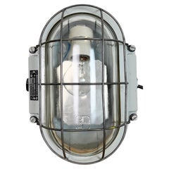 Industrial Cast Aluminium Wall Light with Clear Glass from Elektrosvit, 1970s