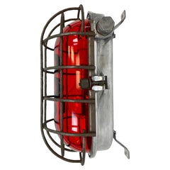 Industrial Cast Aluminium Wall Light with Red Glass from Eow, 1970s